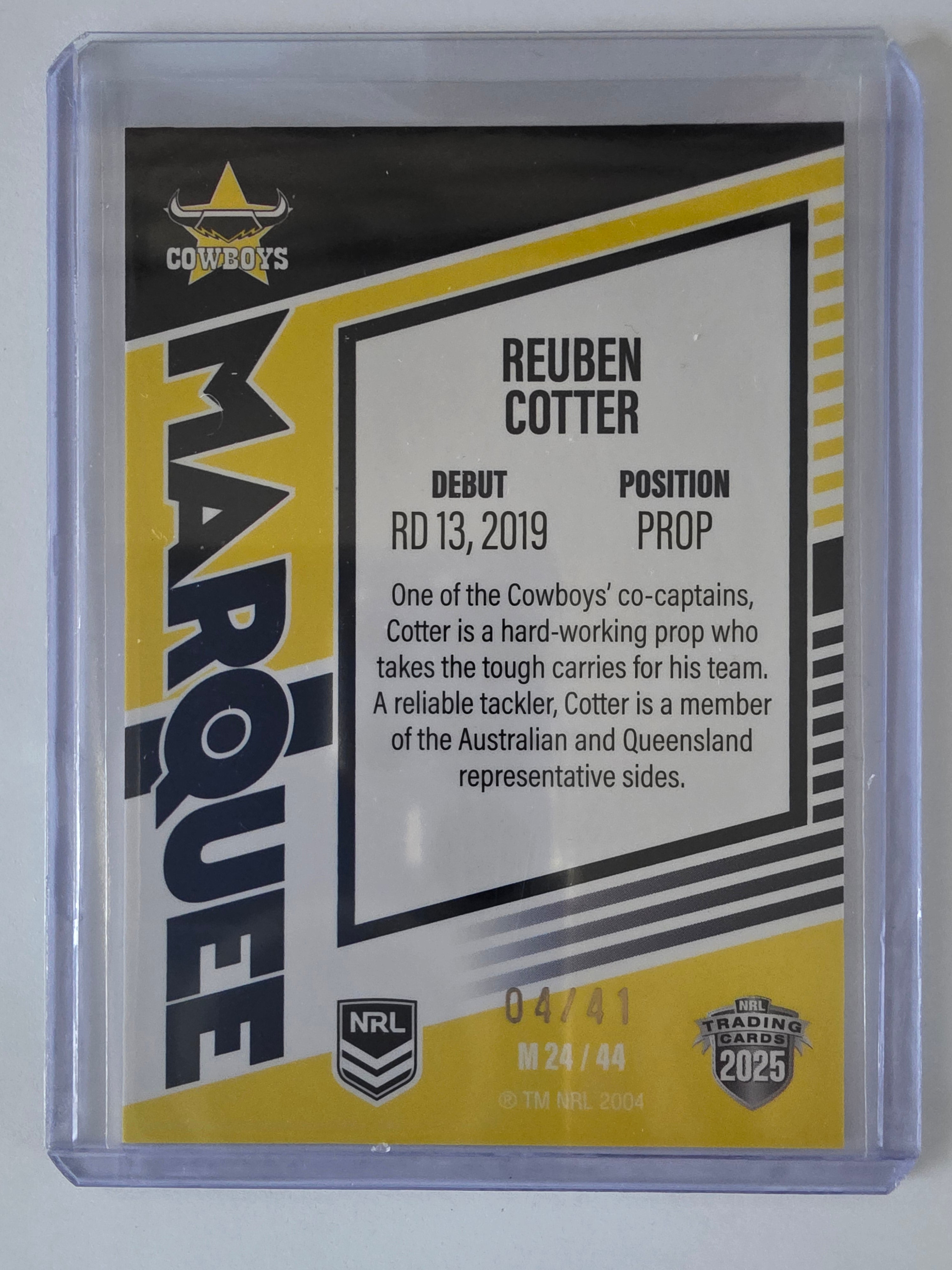 NRL 2025 Elite | Marquee Priority | #MG24 | Reuben Cotter | #04/41 | Cowboys