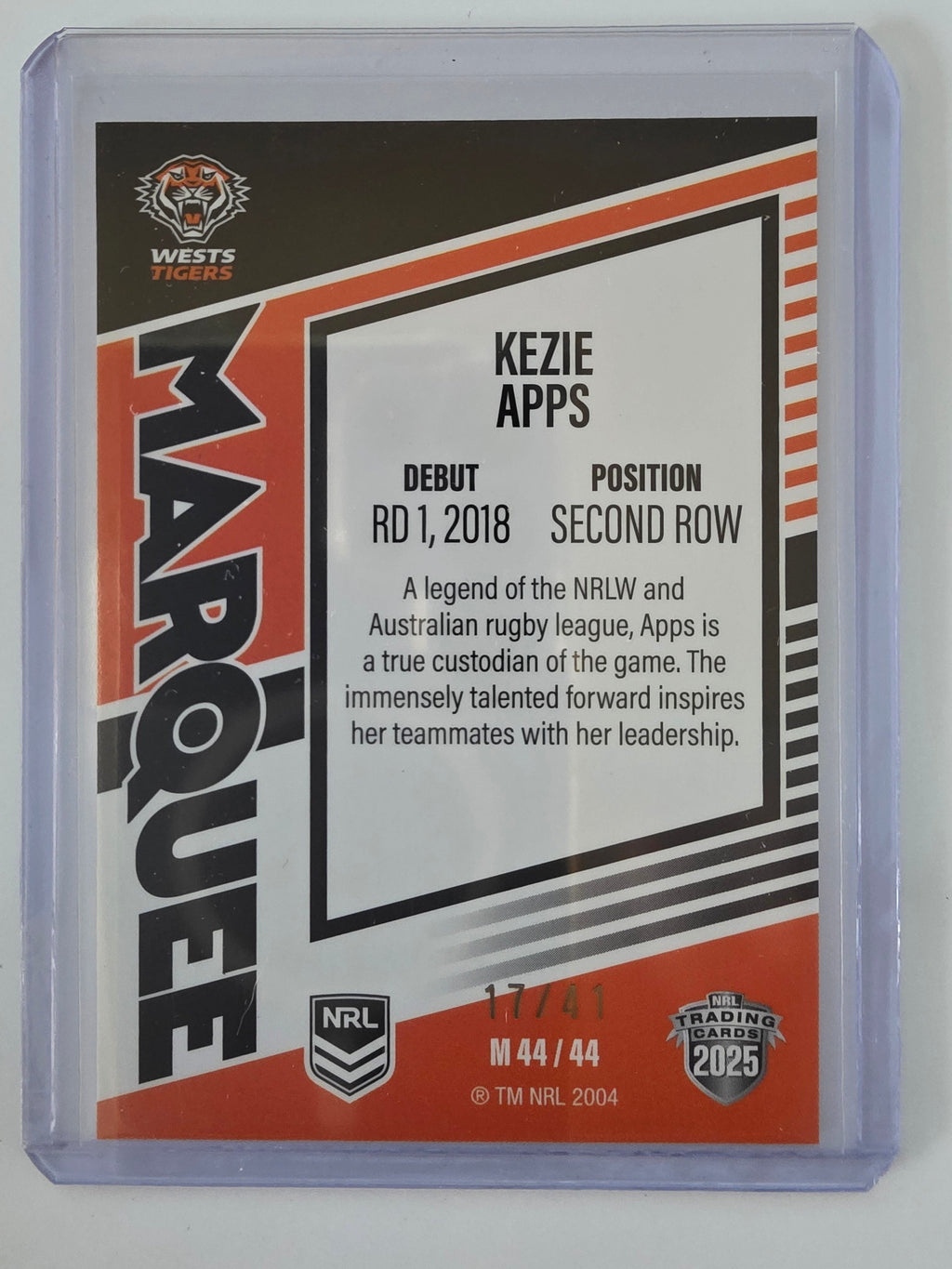 NRL 2025 Elite | Marquee Priority | #MG44 | Kezie Apps | #17/41 | Tigers