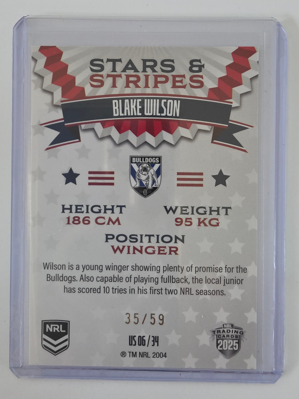 NRL 2025 Elite USA Edition Stars & Stripes #US06 | Blake Wilson #35/59 Bulldogs