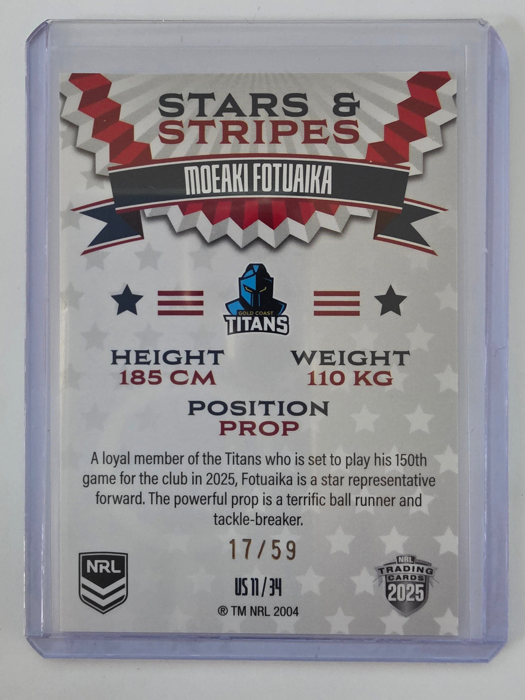 NRL 2025 Elite USA Edition Stars & Stripes #US11 | Moeaki Fotuaika #17/59 Titans