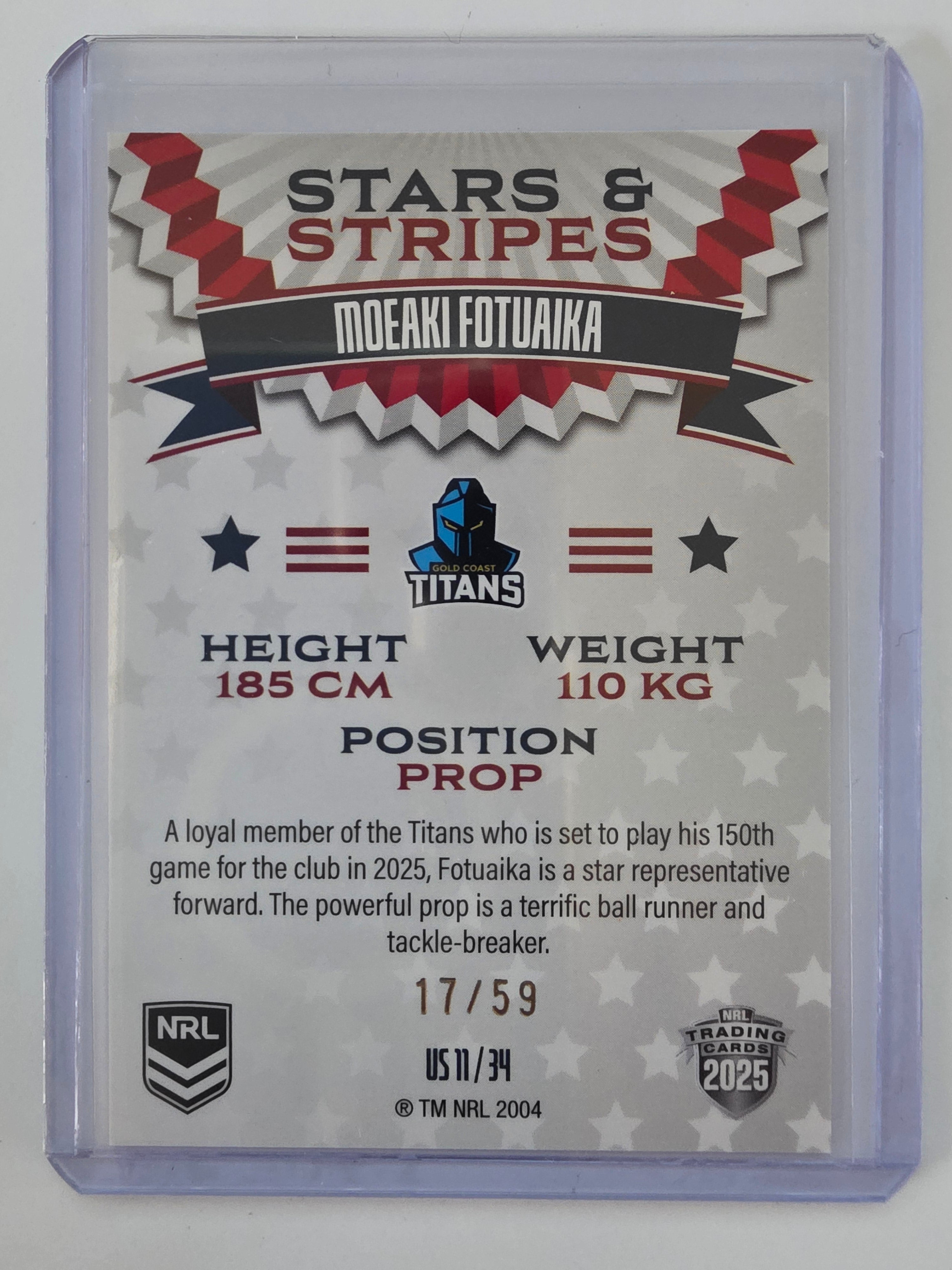 NRL 2025 Elite USA Edition Stars & Stripes #US11 | Moeaki Fotuaika #17/59 Titans