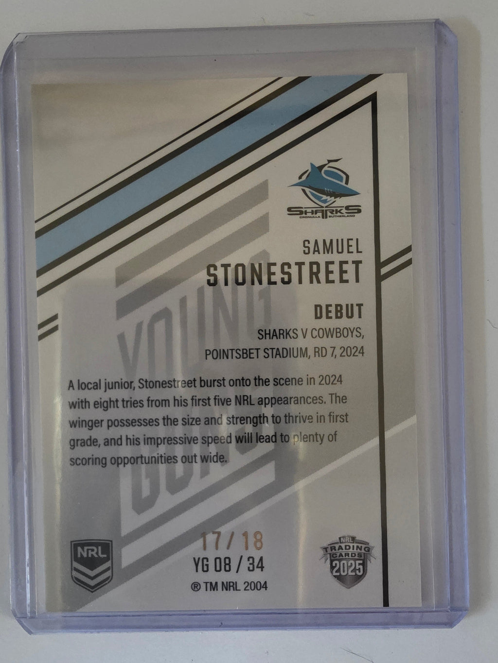 NRL 2025 Elite | Young Guns Priority | #YG08 | Samuel Stonestreet #17/18 |Sharks