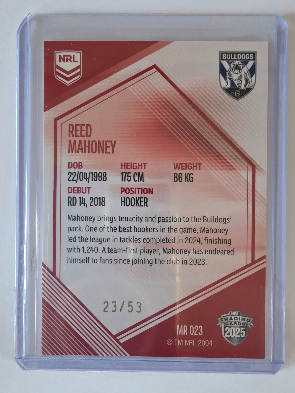 NRL 2025 Elite | Mojo Ruby | #MR23 | Reed Mahoney | #23/53 | Bulldogs