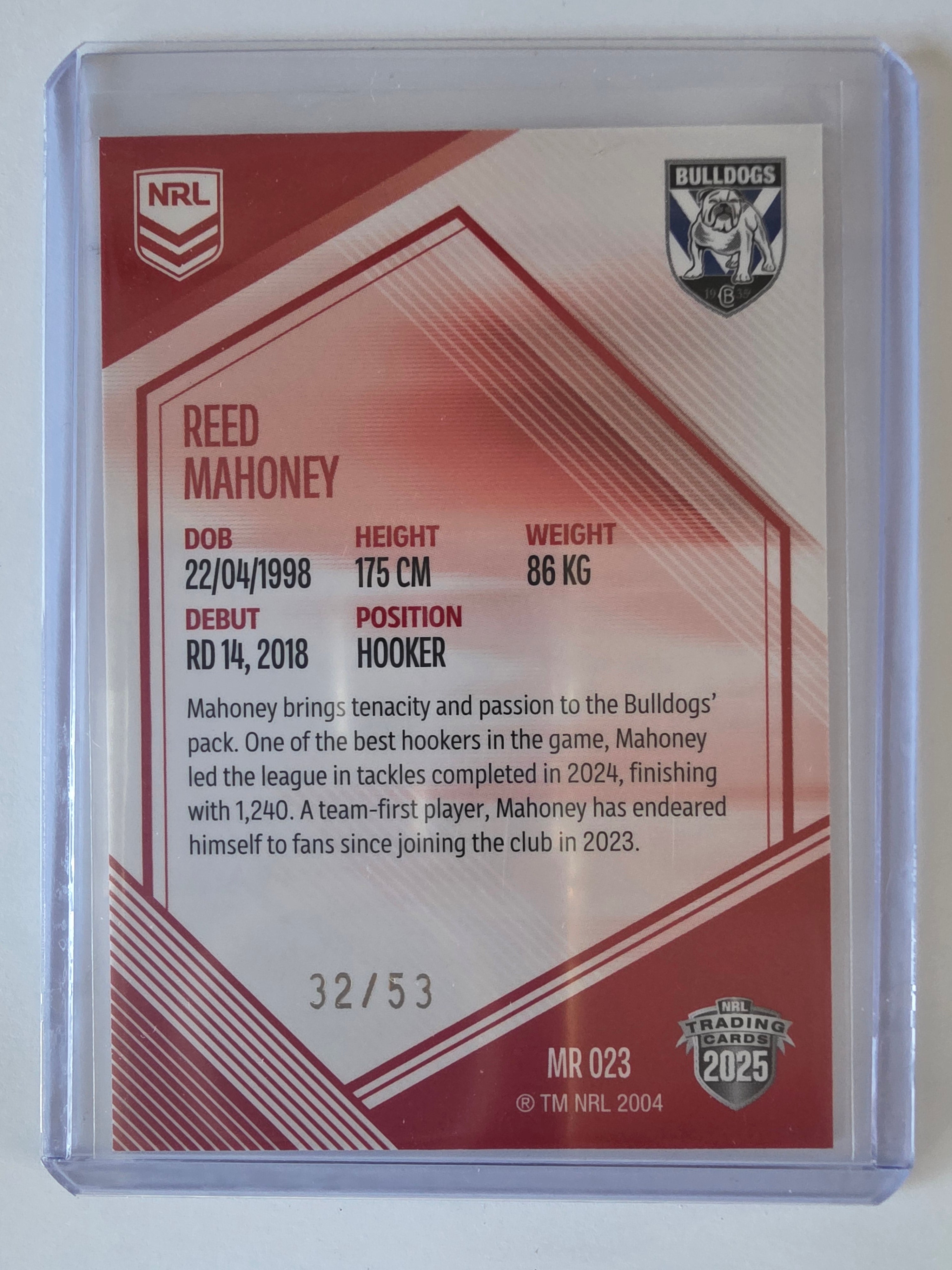 NRL 2025 Elite | Mojo Ruby | #MR23 | Reed Mahoney | #32/53 | Bulldogs