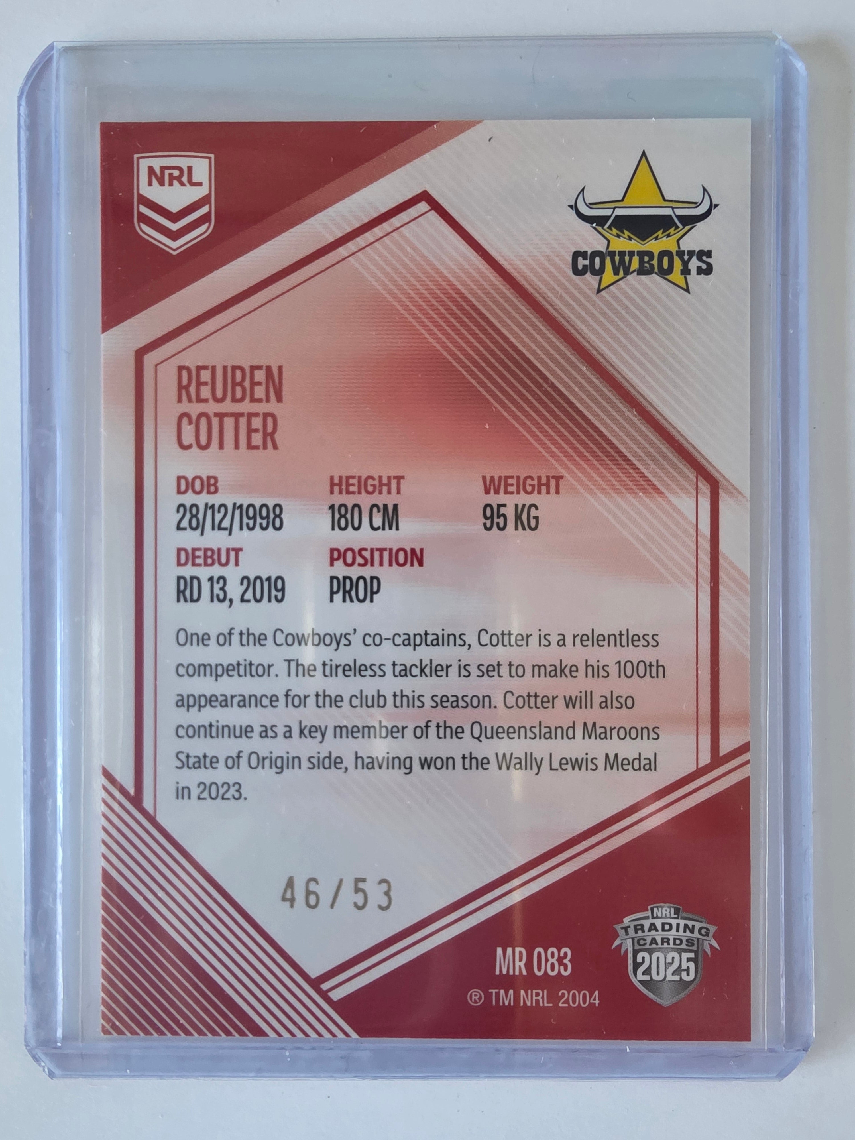 NRL 2025 Elite | Mojo Ruby | #MR83 | Reuben Cotter | #46/53 | Cowboys