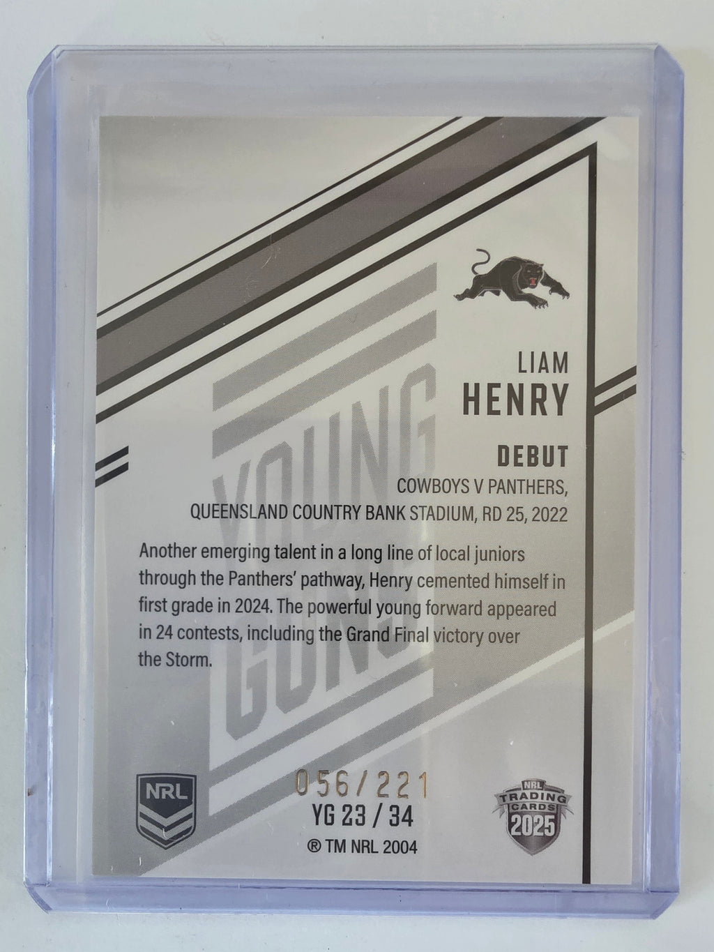 NRL 2025 Elite | Young Guns White | #YG23 | Liam Henry | #056/221 | Panthers