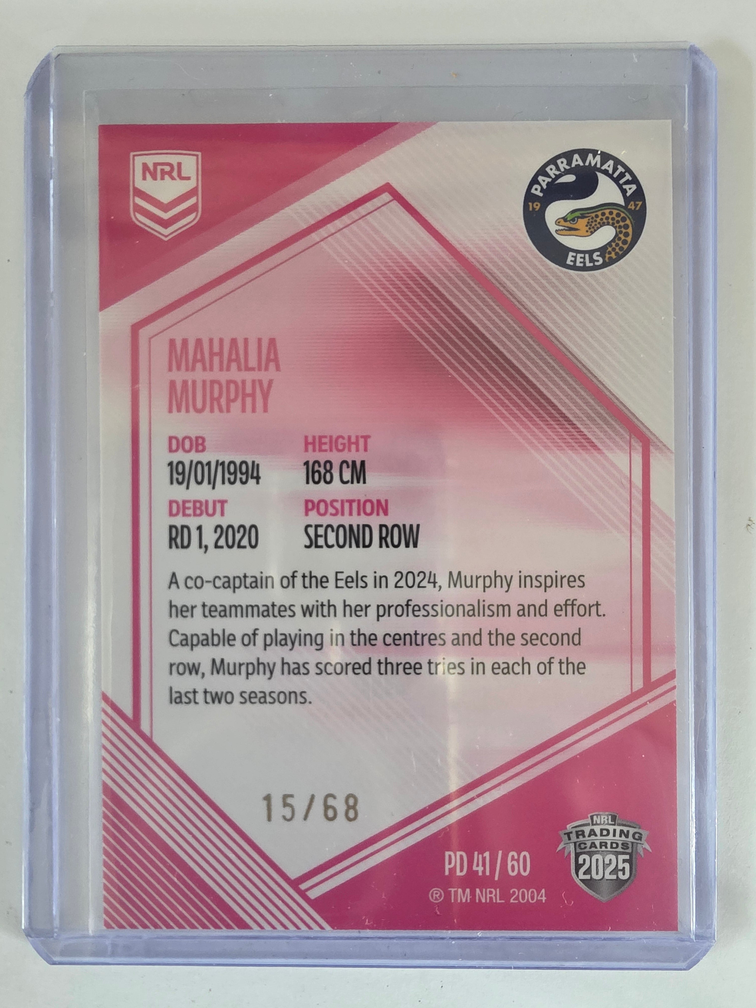 NRL 2025 Elite | Mojo Pink Diamond | #PD41 | Mahalia Murphy | #15/68 | Eels