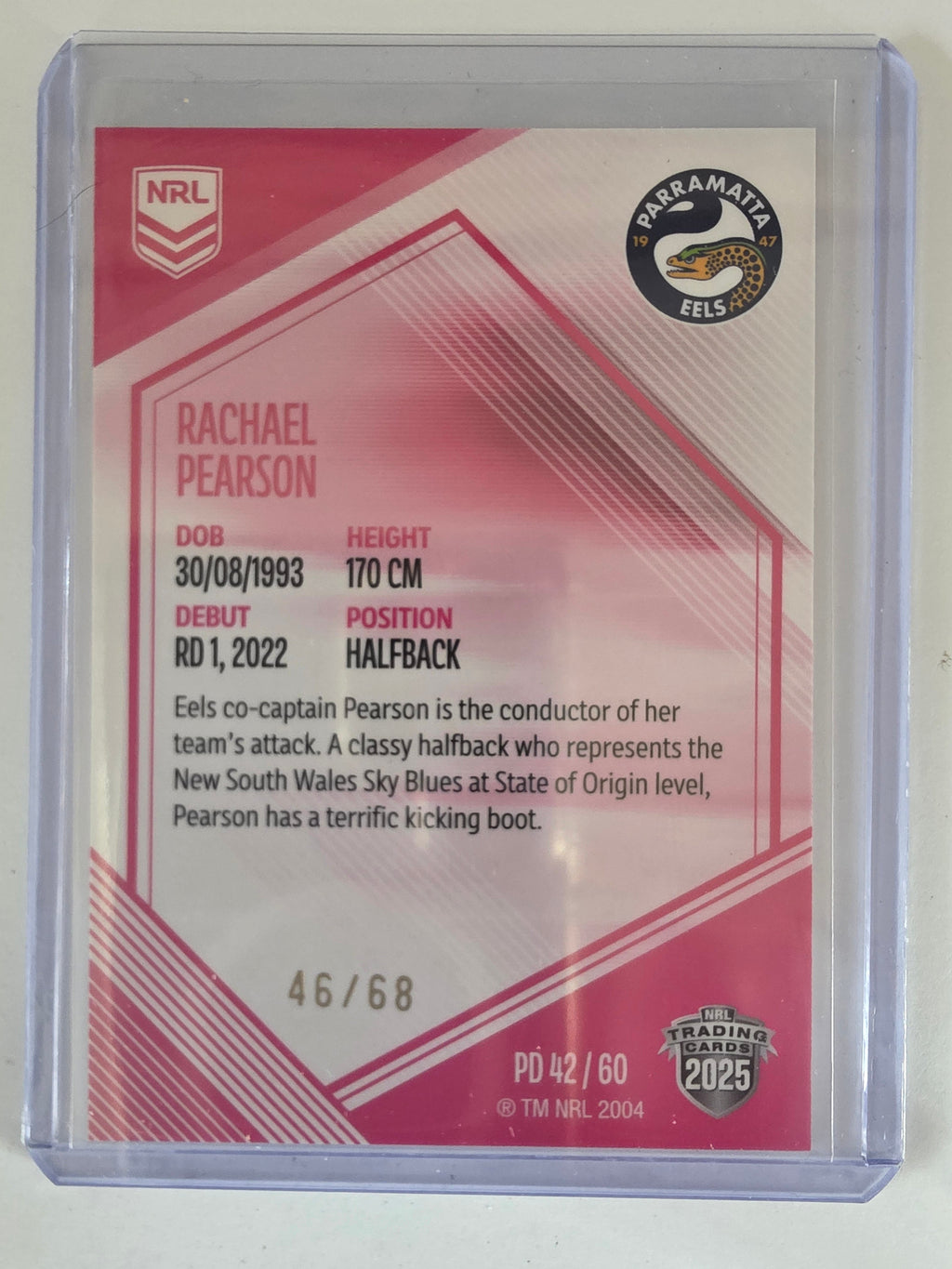 NRL 2025 Elite | Mojo Pink Diamond | #PD42 | Rachael Pearson | #46/68 | Eels