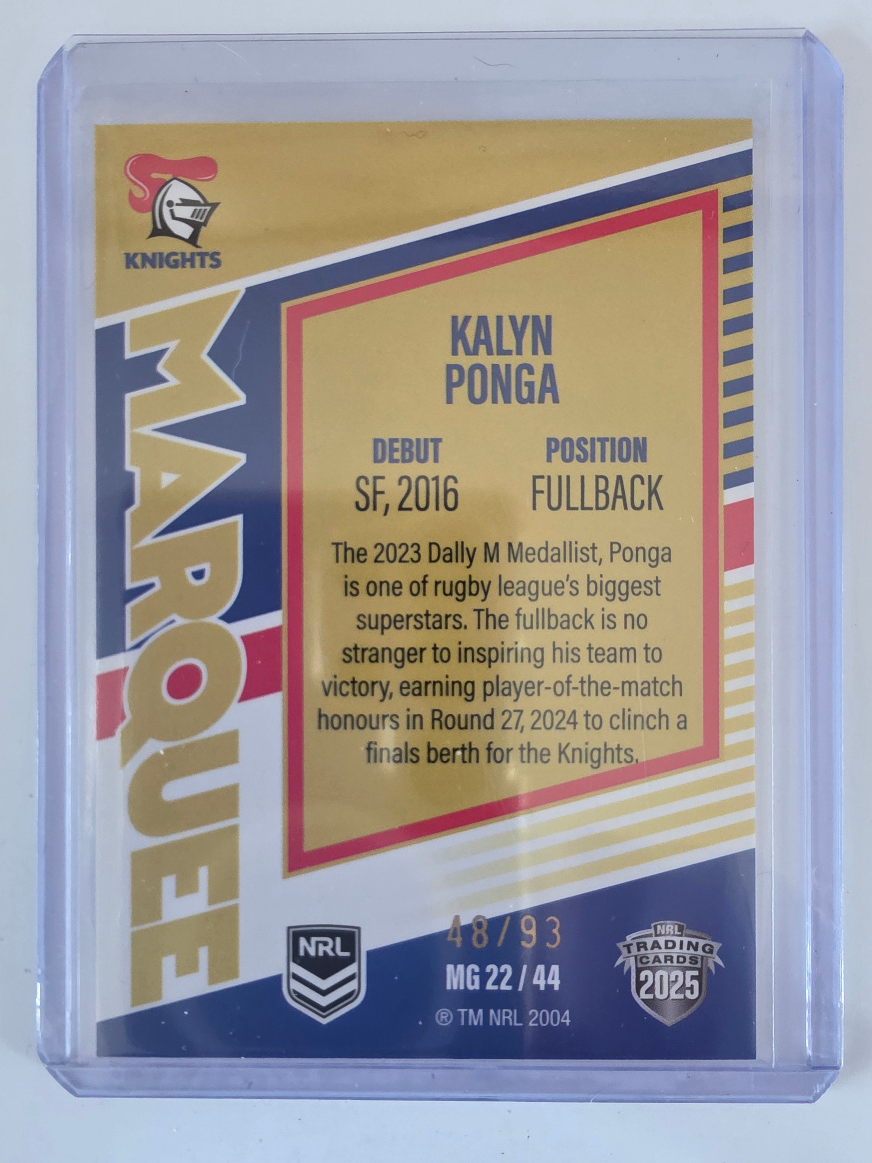 NRL 2025 Elite | Marquee Gold | #MG22 | Kalyn Ponga | #48/93 | Knights