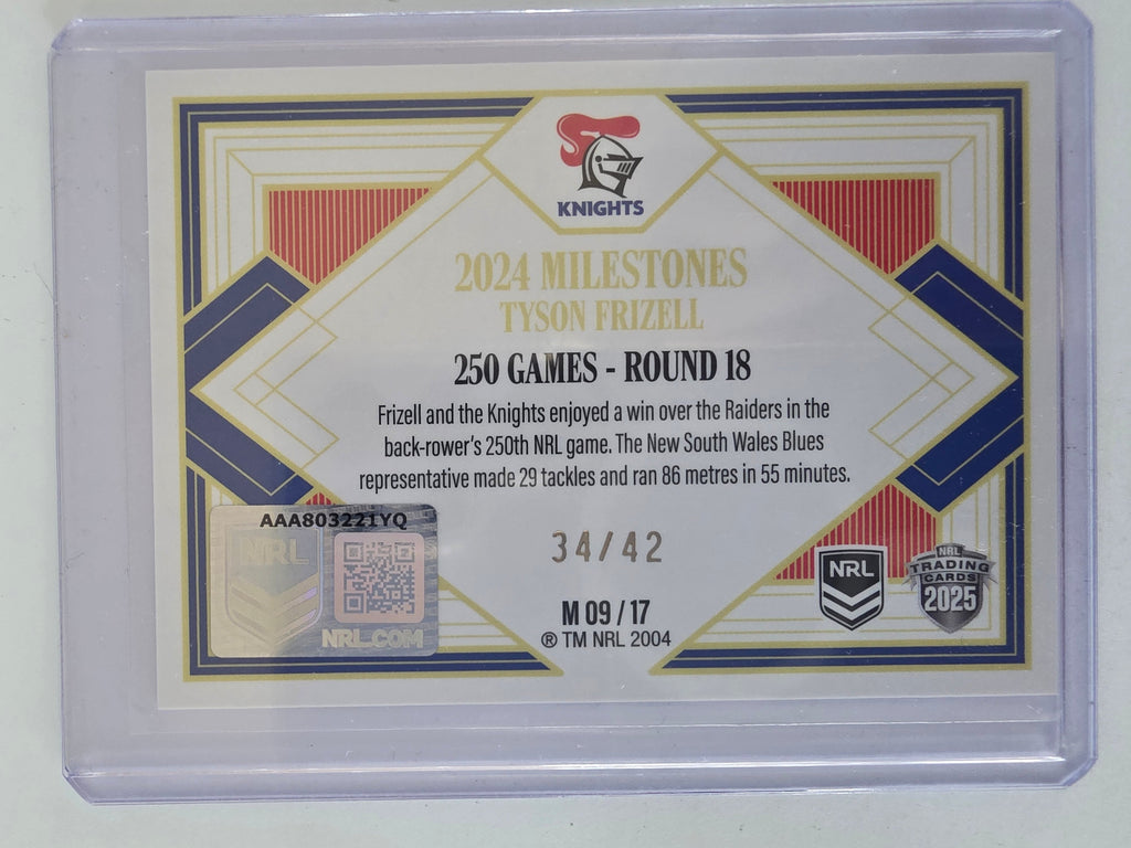 NRL 2025 Elite | Milestones Case Card | M09 | Tyson Frizell | #34/42 | Knights