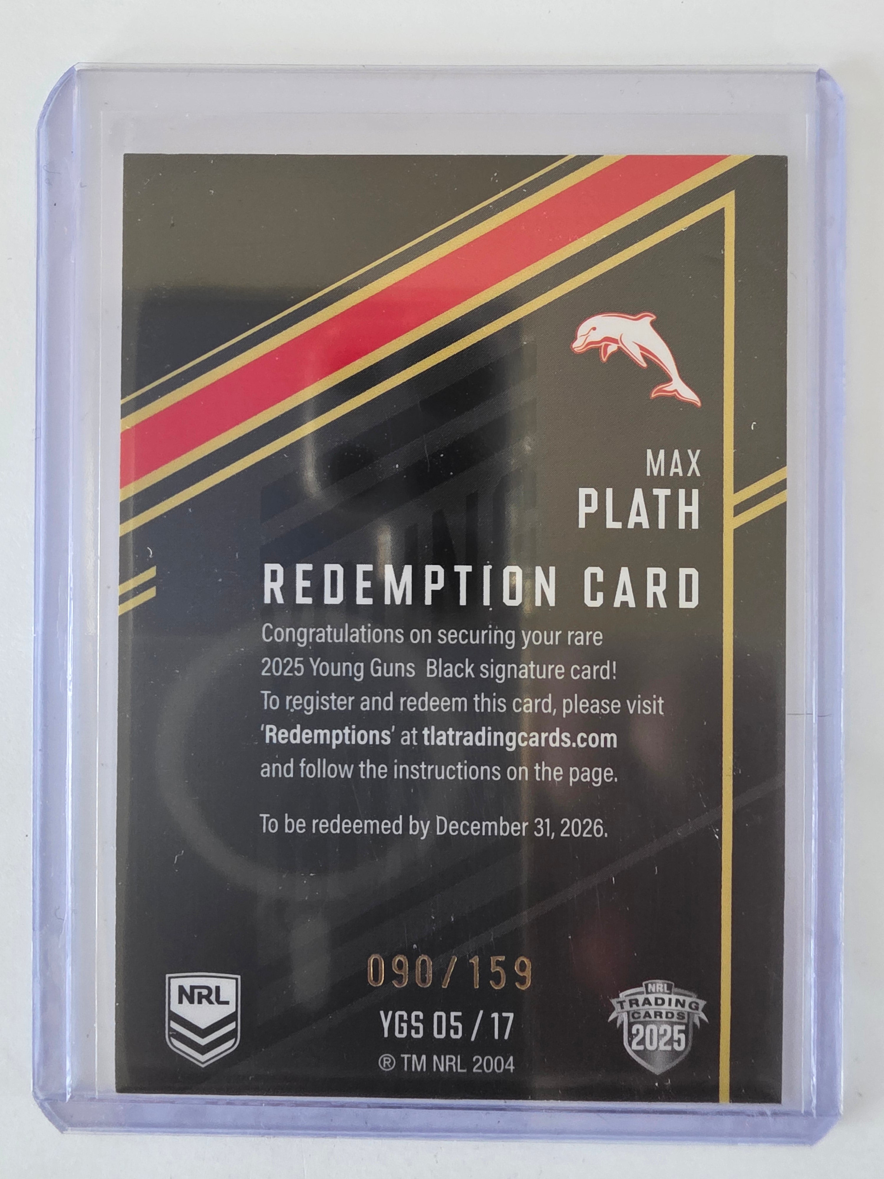 NRL 2025 Elite | Young Guns Black | #YGS05 | Max Plath | #090/159 | Dolphins