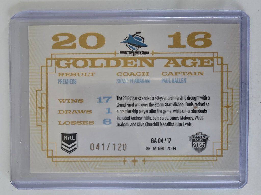 NRL 2025 Elite | Golden Age | #GA04 | Cronulla Sharks 2016 | #041/120