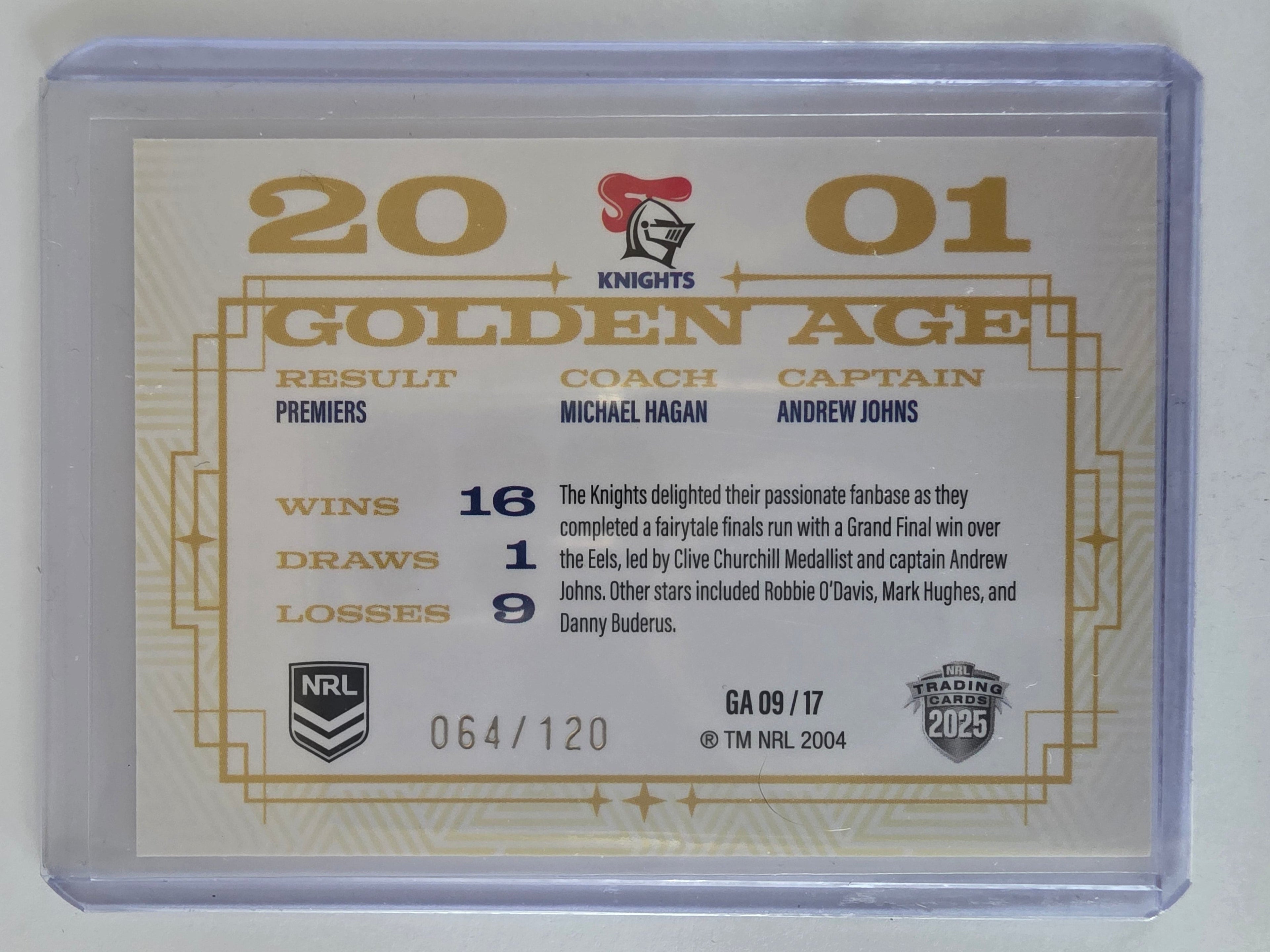NRL 2025 Elite | Golden Age | #GA09 | Newcastle Knights 2001 | #064/120