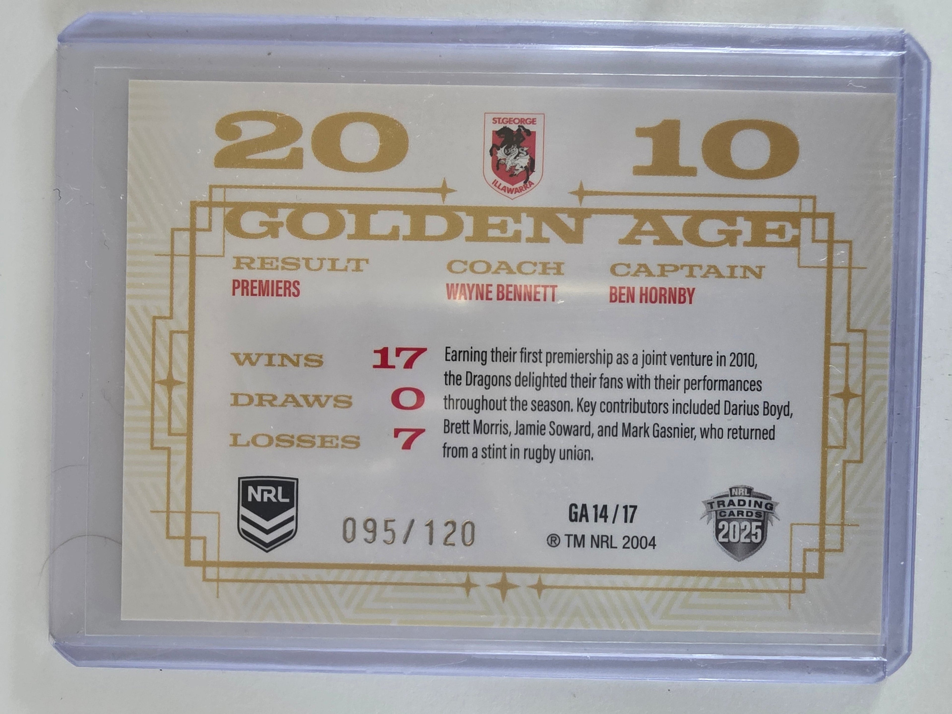 NRL 2025 Elite | Golden Age | #GA14 | St George Illawarra Dragons 2010 |#095/120