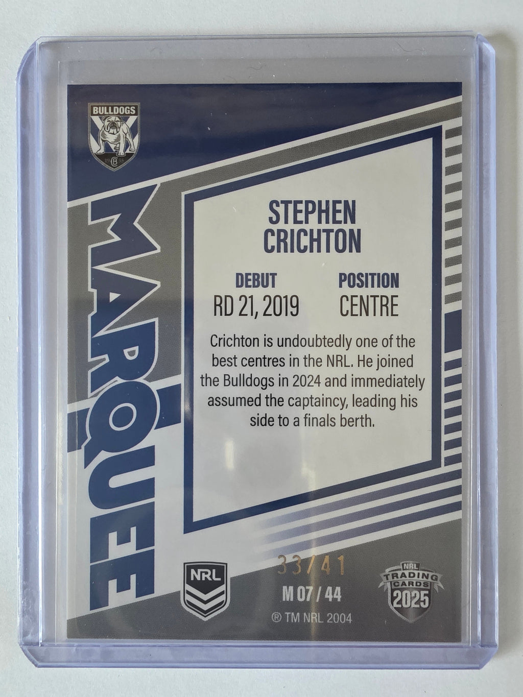 NRL 2025 Elite | Marquee Priority | #MG07 | Stephen Crichton | #33/41 | Bulldogs
