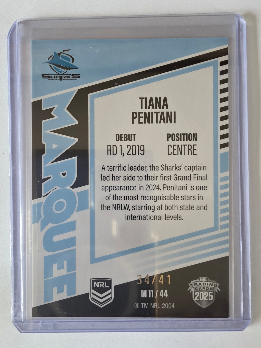 NRL 2025 Elite | Marquee Priority | #MG11 | Tiana Penitani | #34/41 | Sharks