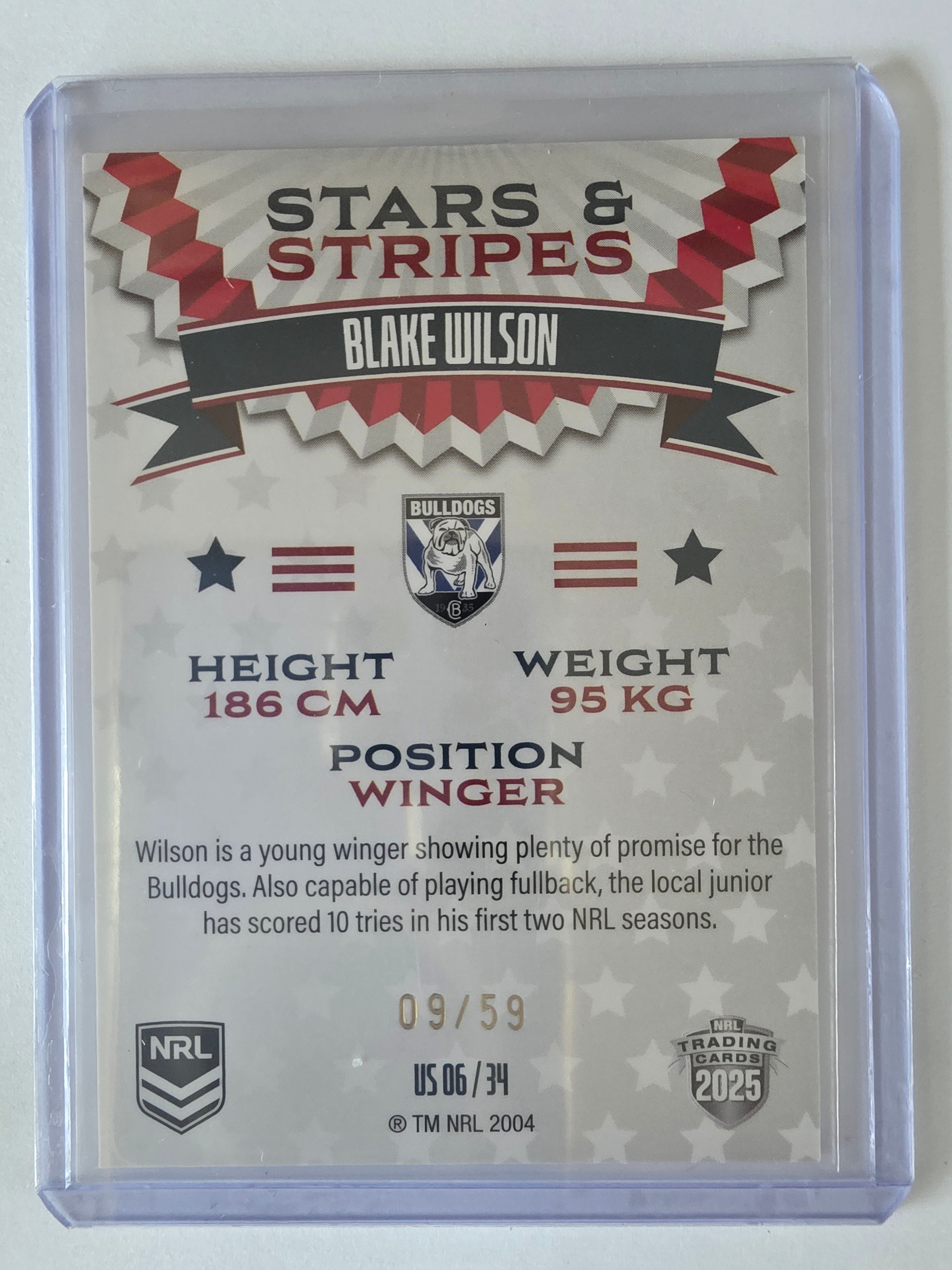 NRL 2025 Elite USA Edition Stars & Stripes #US06 | Blake Wilson #09/59 Bulldogs