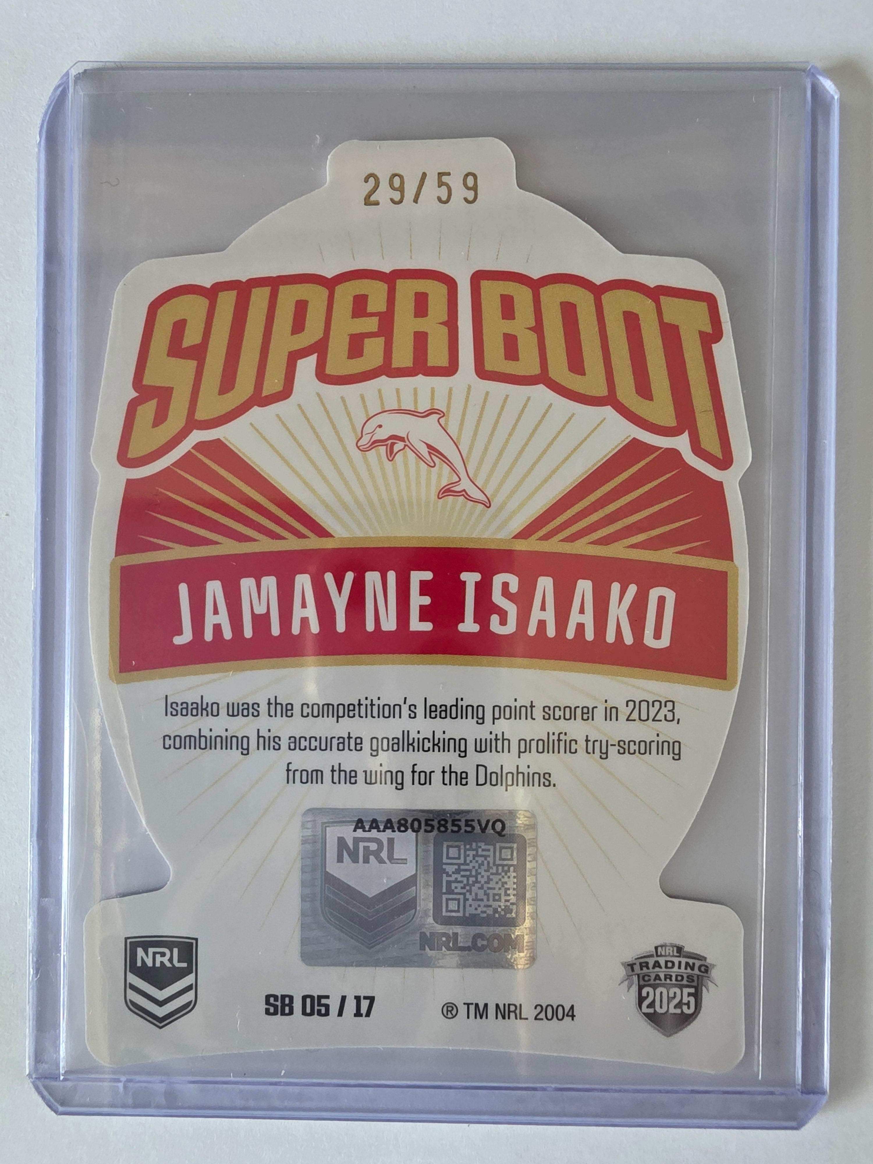NRL 2025 Elite USA Edition | Superboot | #SB05 | Jamayne Isaako |#29/59 Dolphins