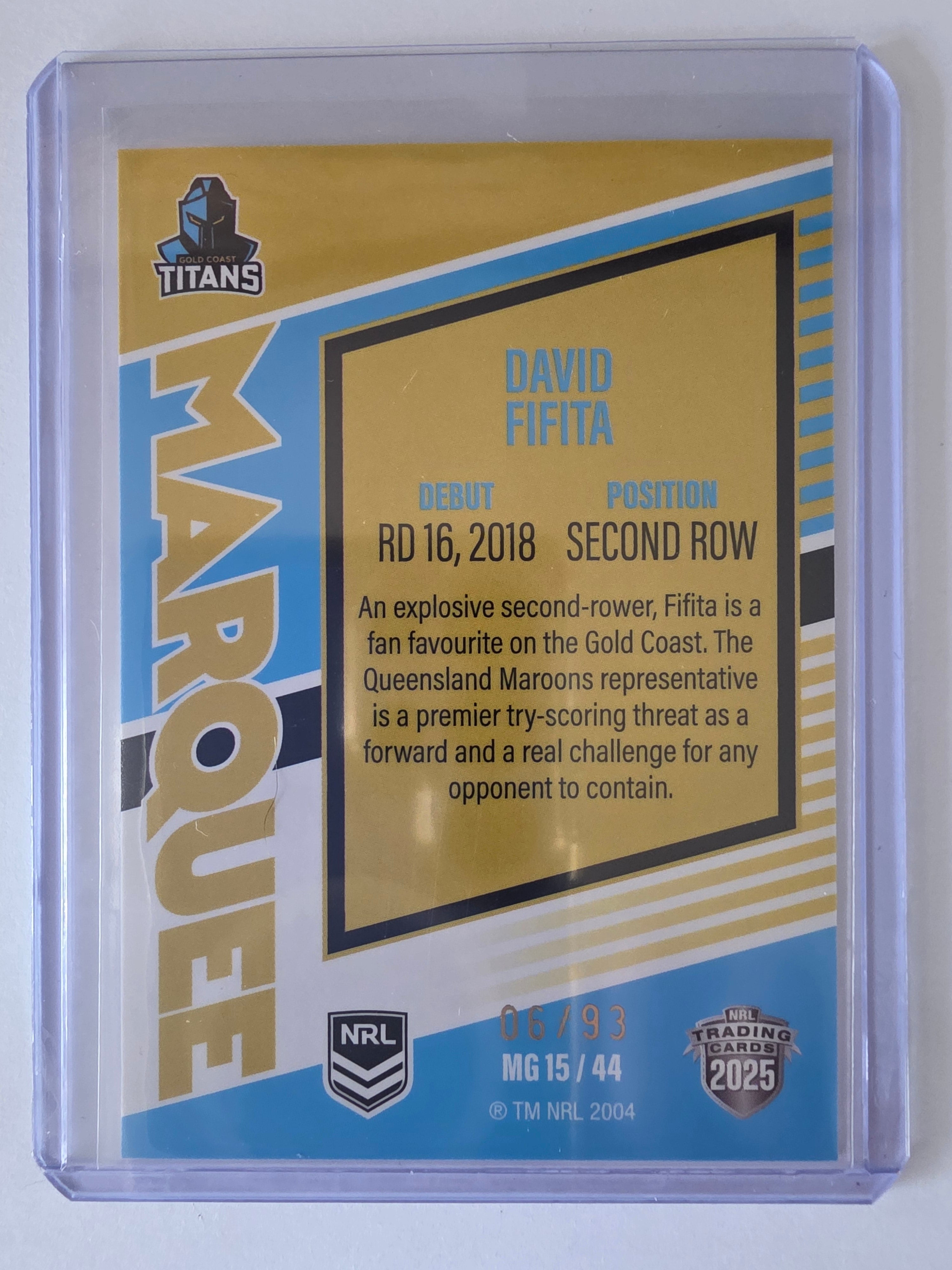 NRL 2025 Elite | Marquee Gold | #MG15 | David Fafita | #06/93 | Titans