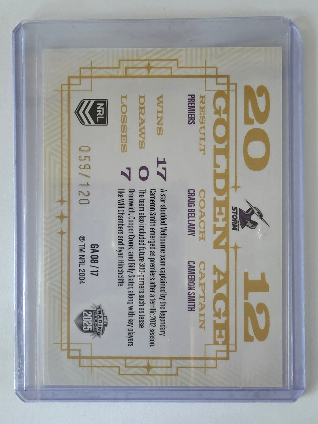 NRL 2025 Elite | Golden Age | #GA08 | Melbourne Storm 2012 | #059/120