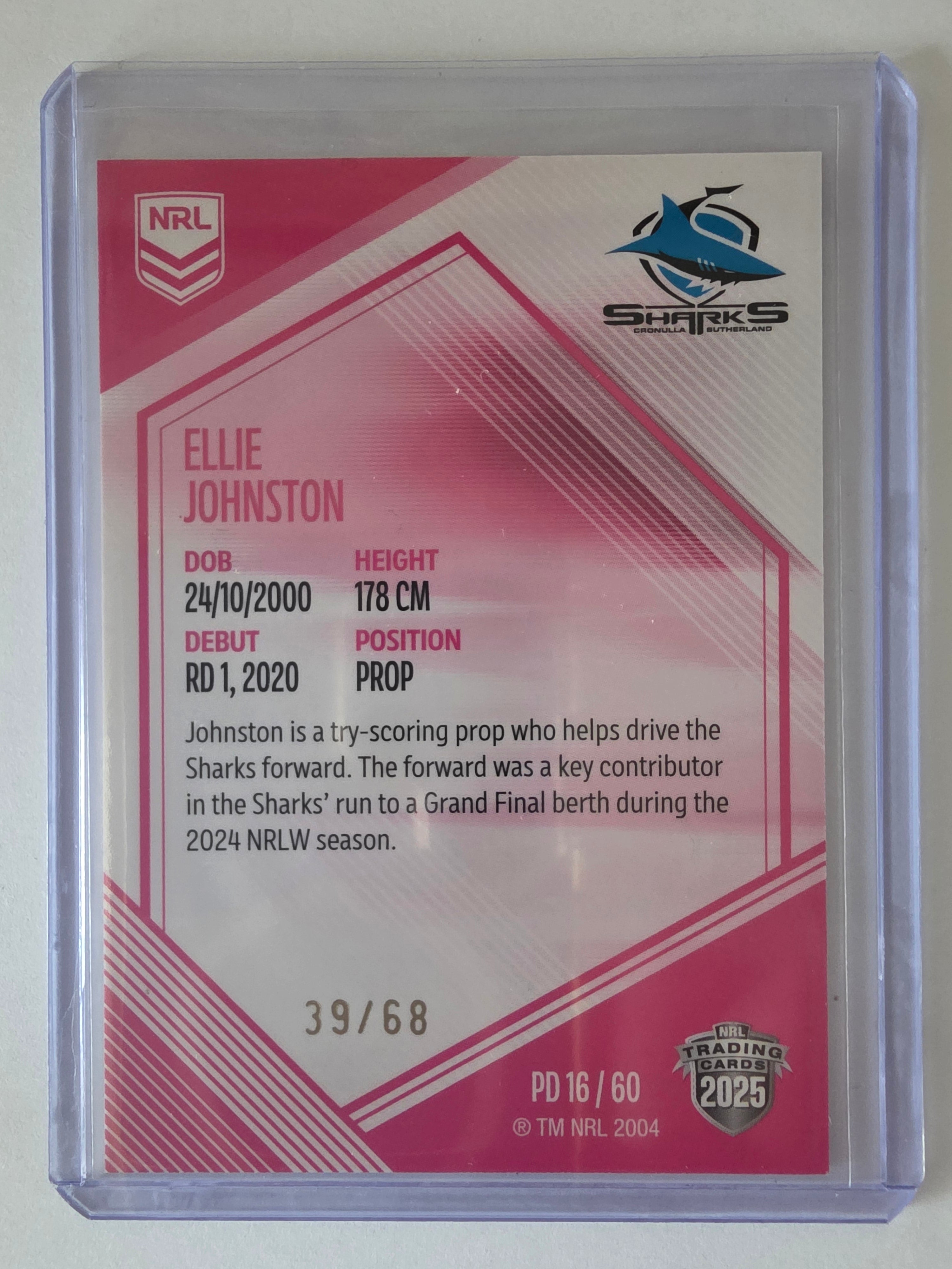 NRL 2025 Elite | Mojo Pink Diamond | #PD16 | Ellie Johnston | #39/68 | Sharks