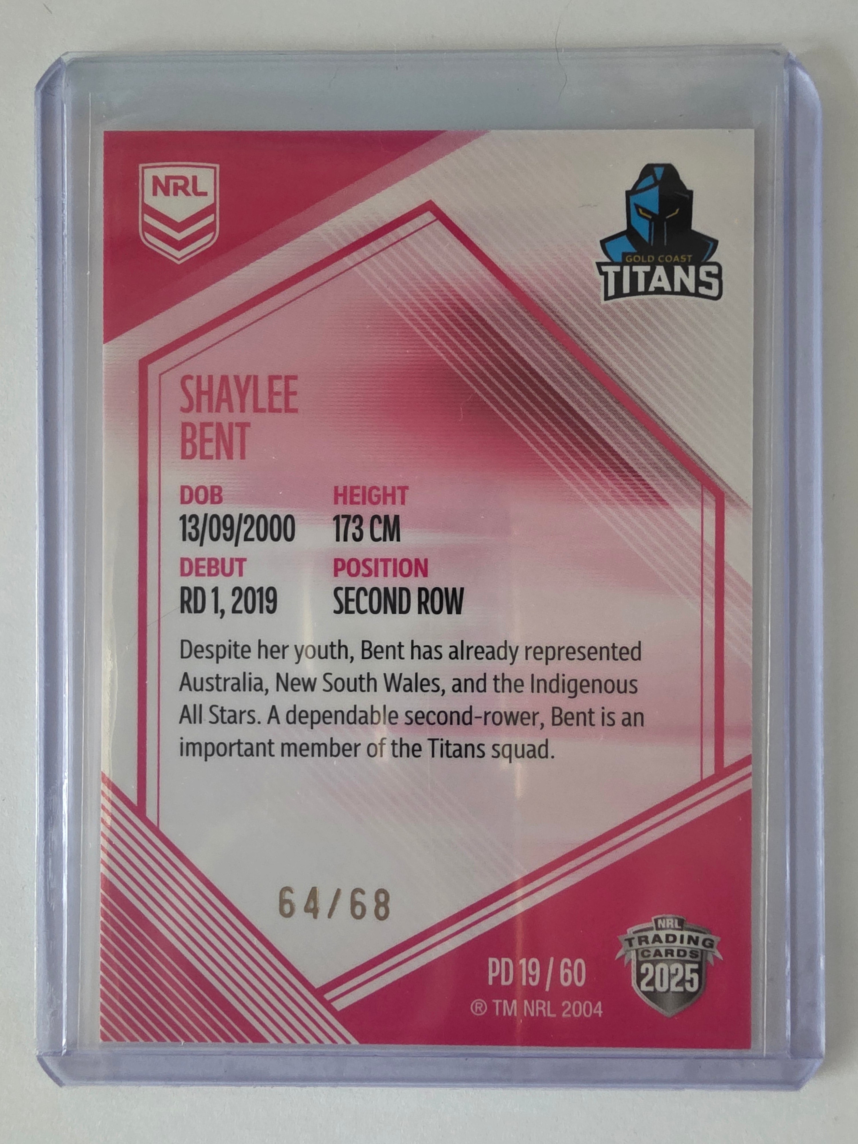 NRL 2025 Elite | Mojo Pink Diamond | #PD19 | Shaylee Bent | #64/68 | Titans