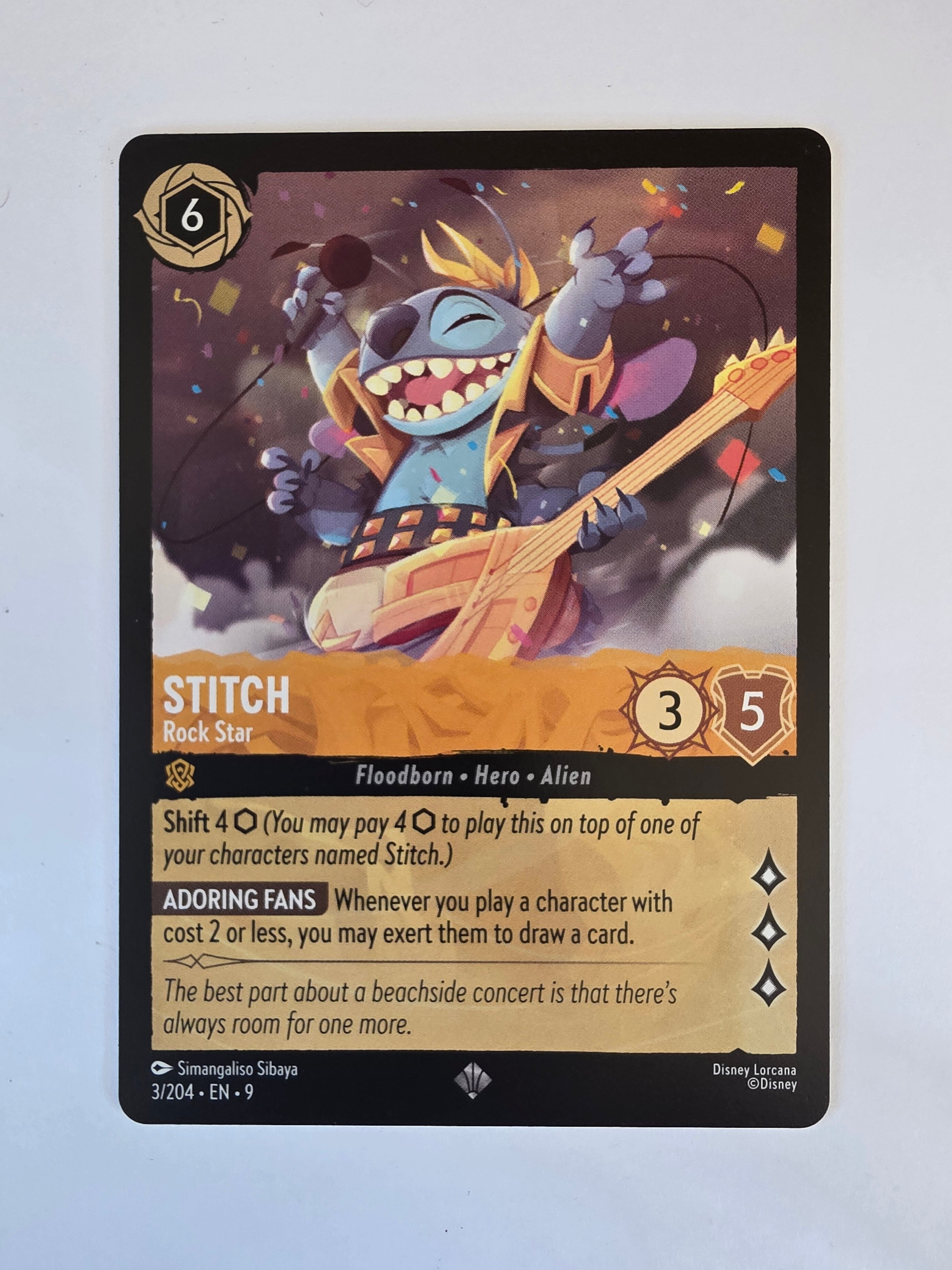 Disney Lorcana | Set 9 Fabled | 3/204 | Stitch - Rock Star | Super Rare