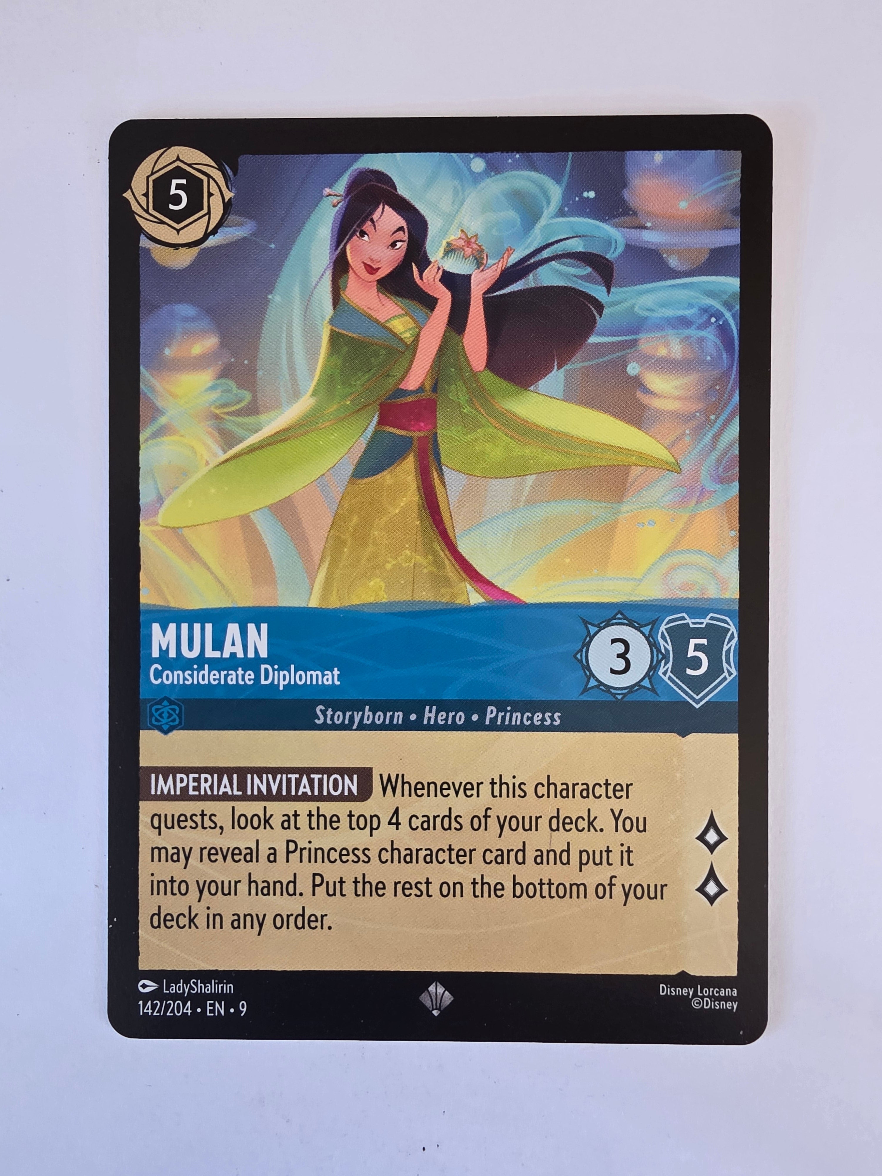 Disney Lorcana | Fabled | 142/204 | Mulan - Considerate Diplomat | Super Rare