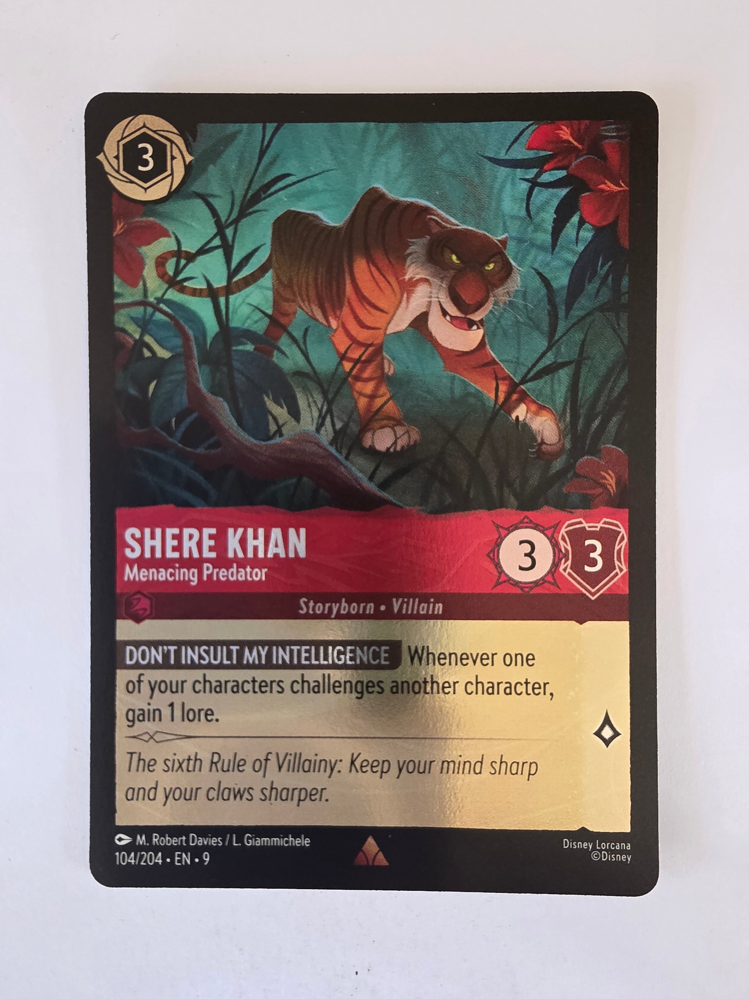 Disney Lorcana |Fabled |104/204 |COLDFOIL |Shere Khan - Menacing Predator |Rare