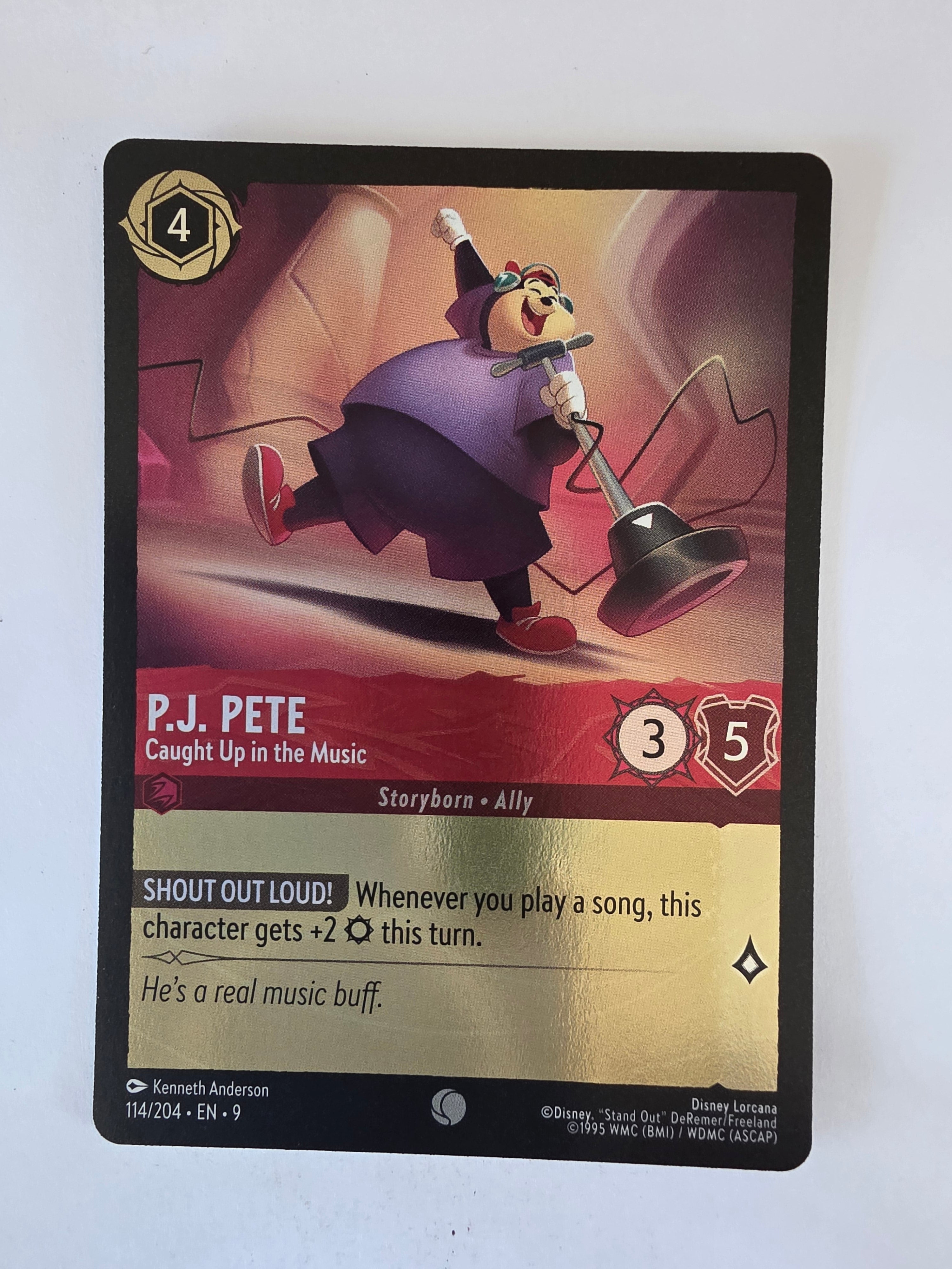 Lorcana |Fabled |114/204 |COLDFOIL | P.J. Pete - Caught Up in the Music | Common