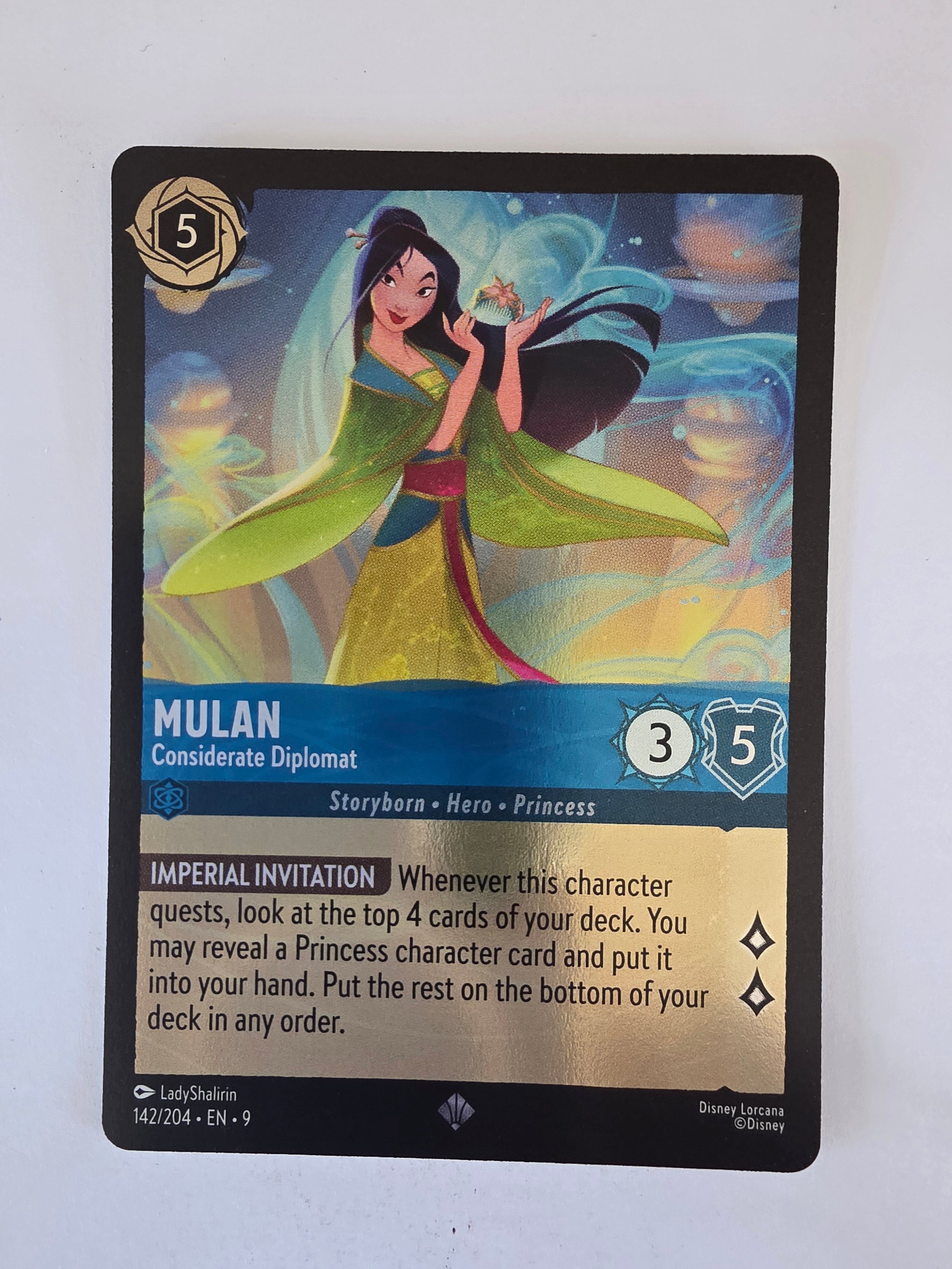 Lorcana | Fabled | 142/204 | COLDFOIL |Mulan - Considerate Diplomat | Super Rare