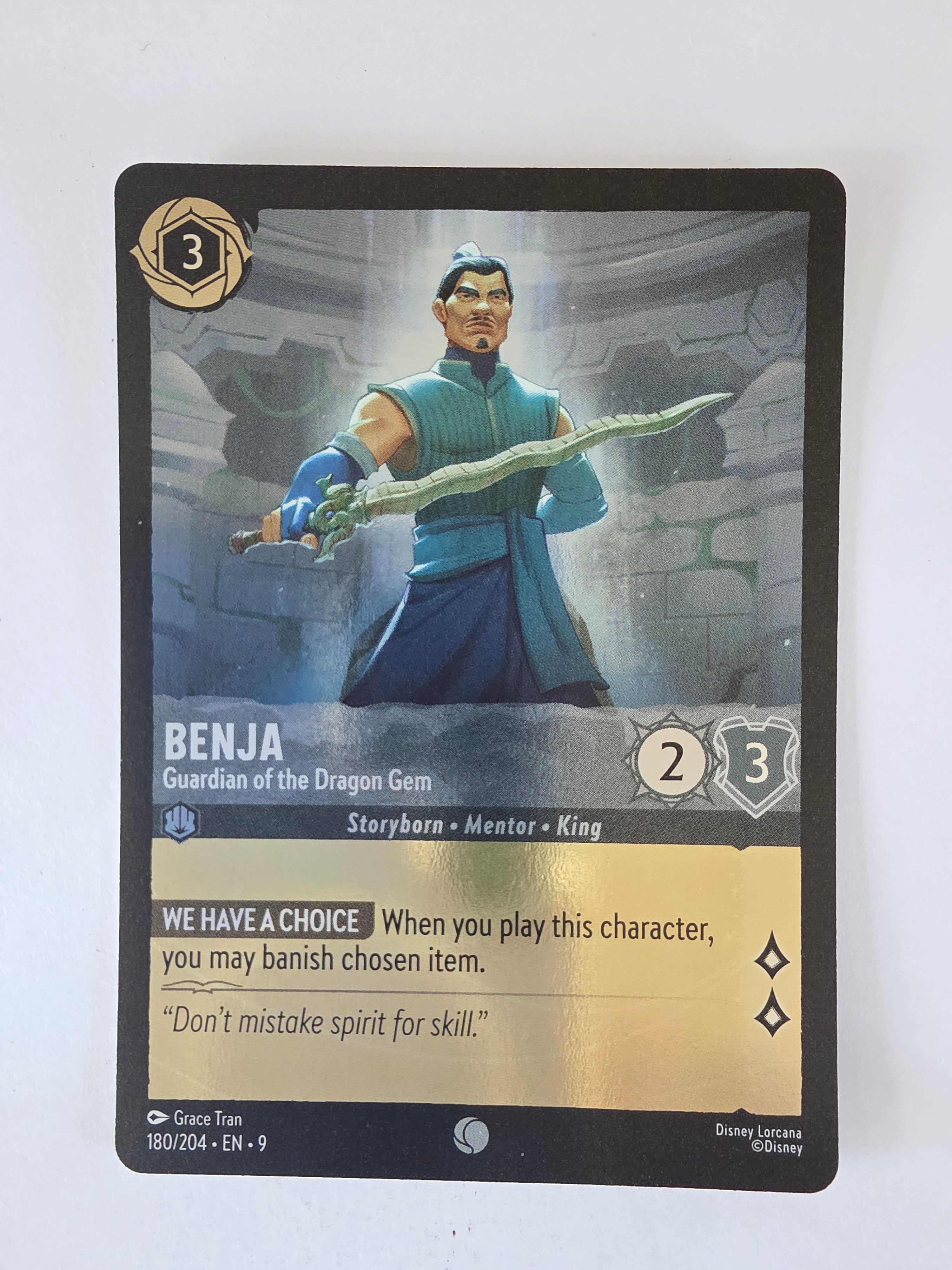 Lorcana |Fabled |180/204 |COLDFOIL |Benja - Guardian of the Dragon Gem | Common
