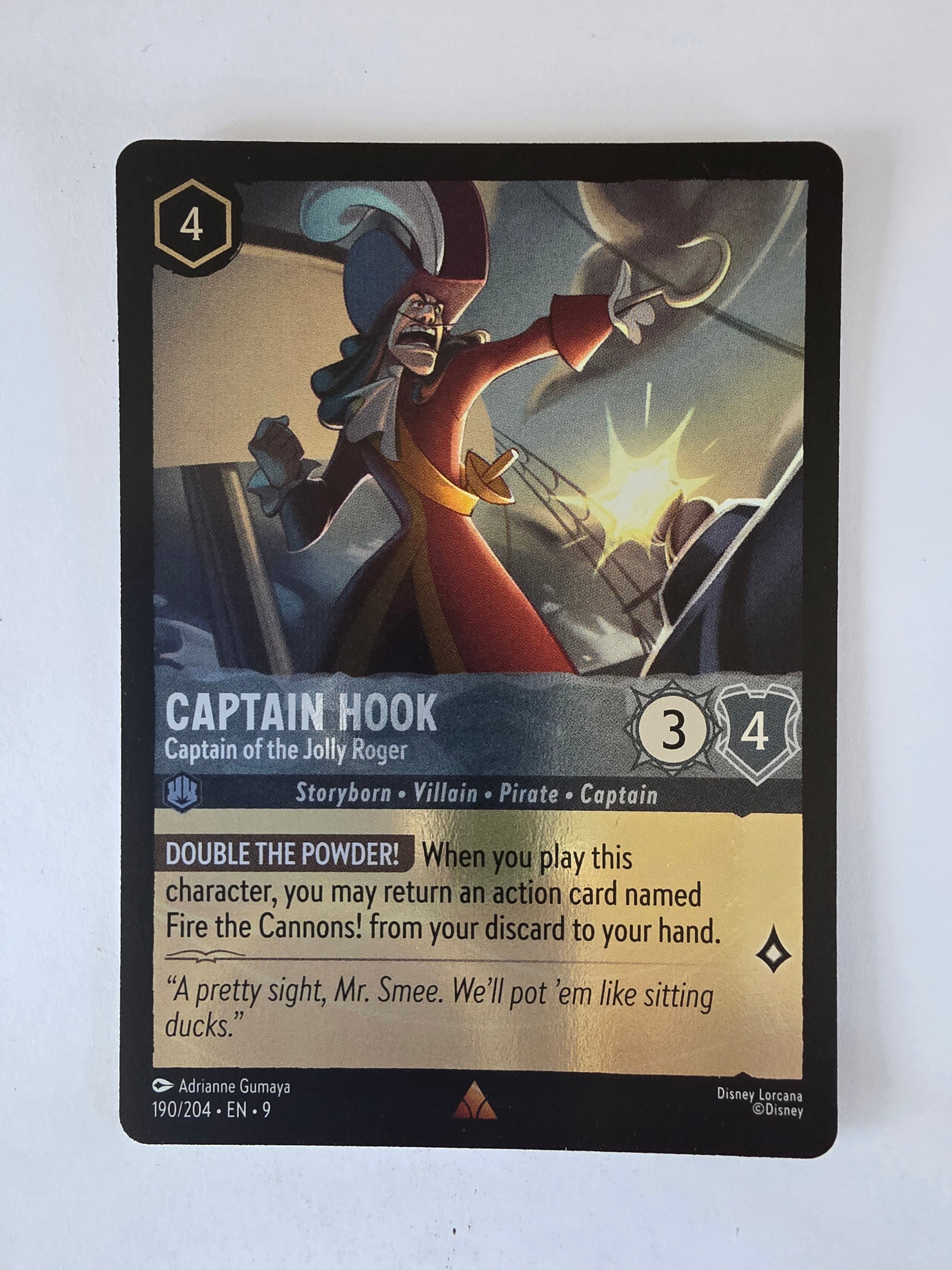 Lorcana Fabled 190/204 |COLDFOIL |Captain Hook Captain of the Jolly Roger |Rare