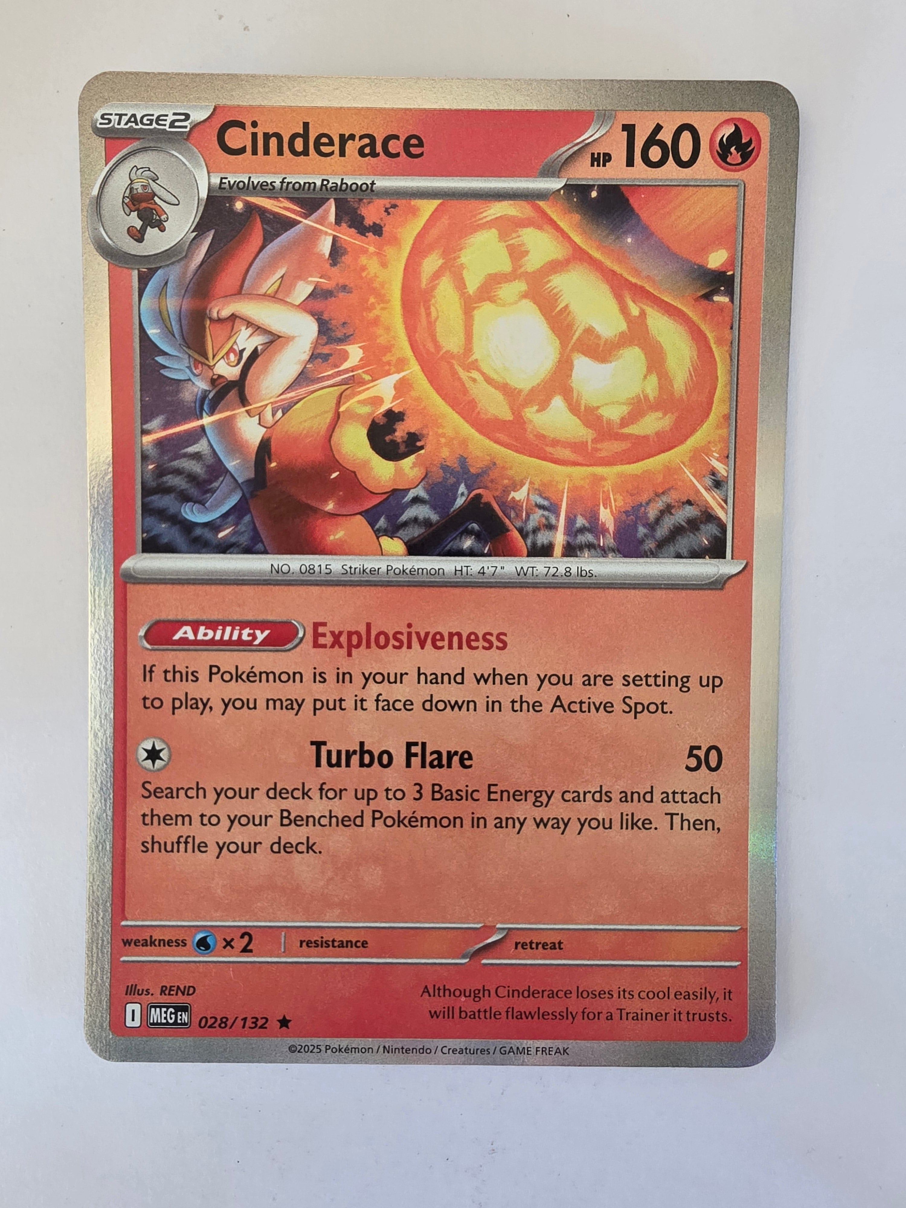 Pokemon TCG Mega Evolutions | #028/132 | Cinderace | Rare