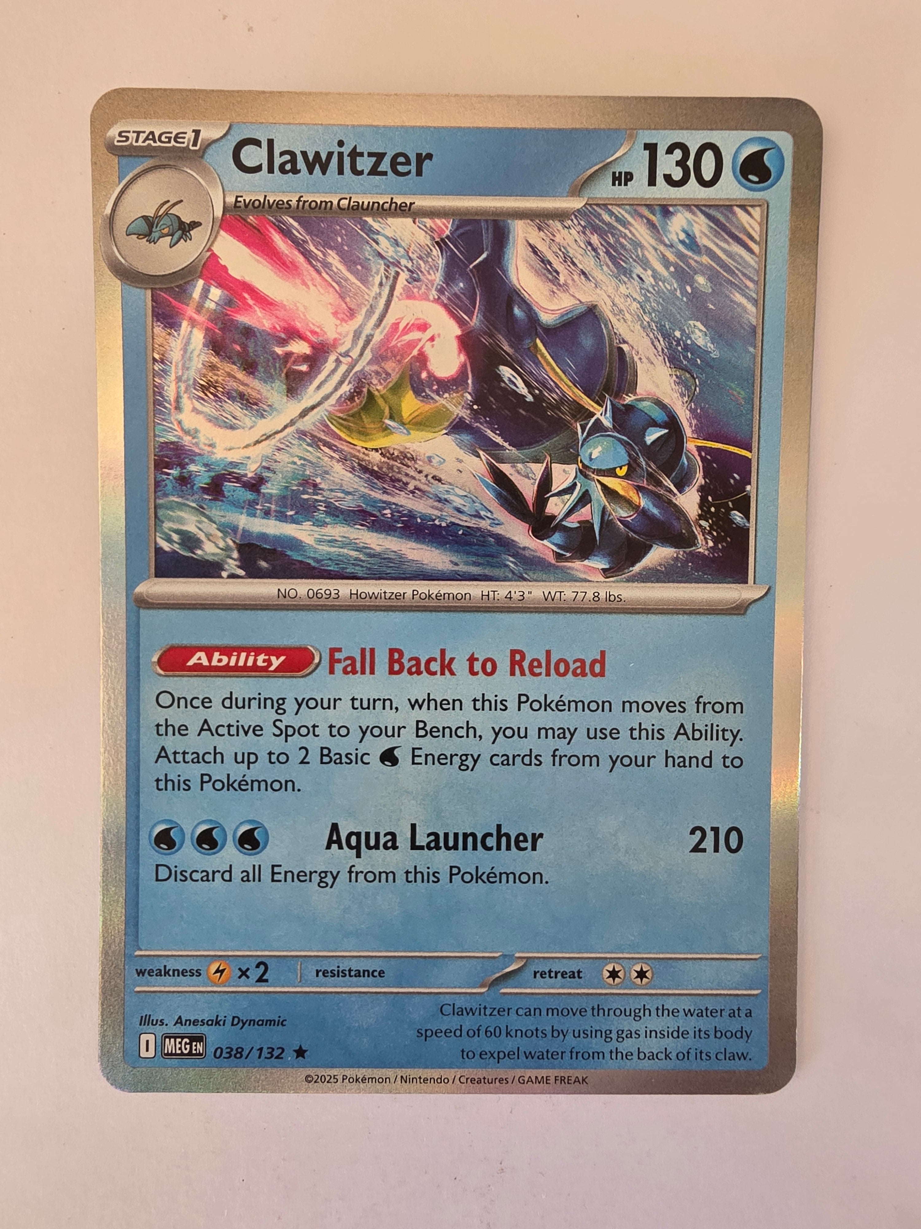 Pokemon TCG Mega Evolutions | #038/132 | Clawitzer | Rare