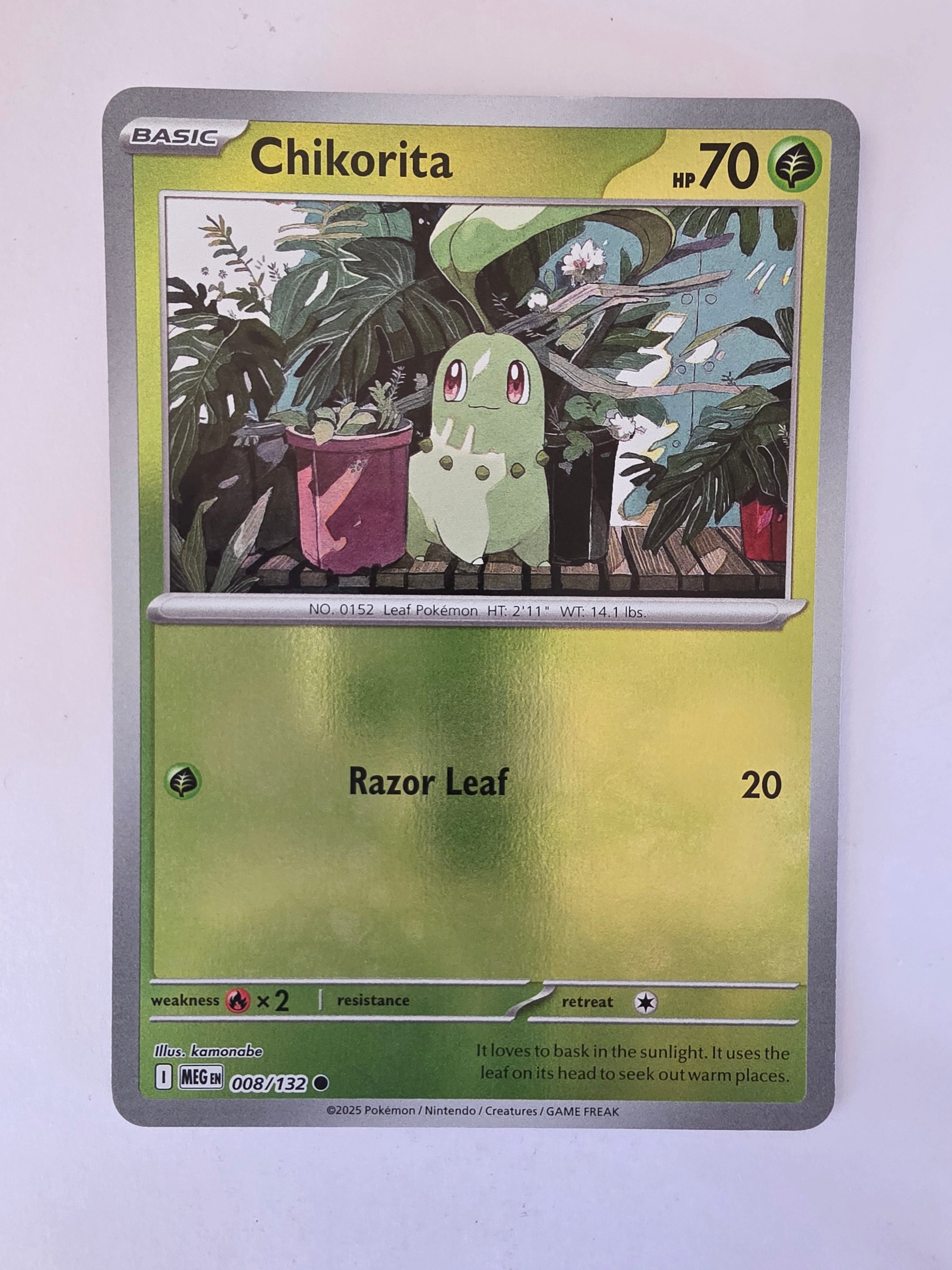 Pokemon TCG Mega Evolutions | #008/132 | Reverse Holo | Chikorita | Common