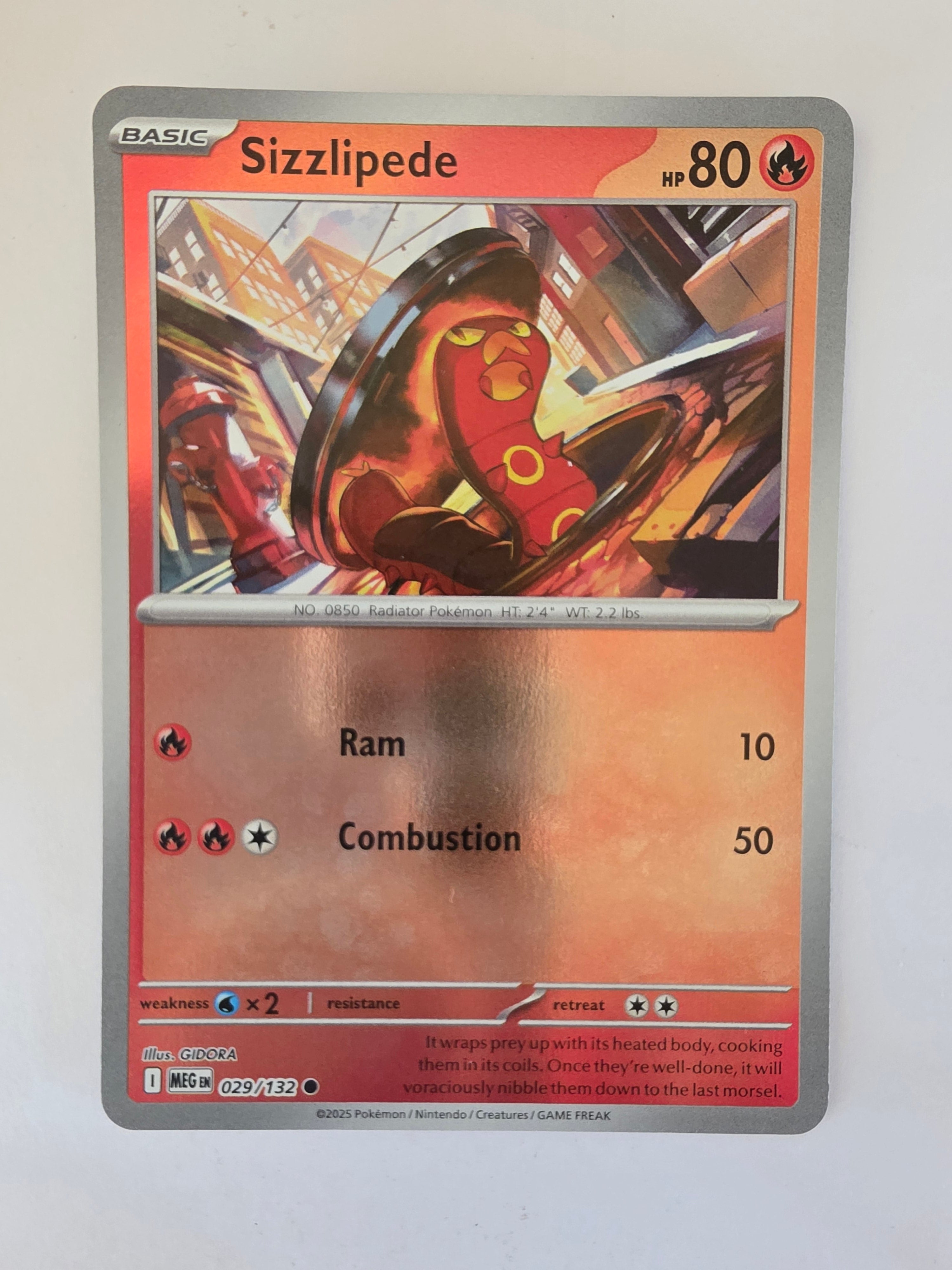 Pokemon TCG Mega Evolutions | #029/132 | Reverse Holo | Sizzlipede | Common