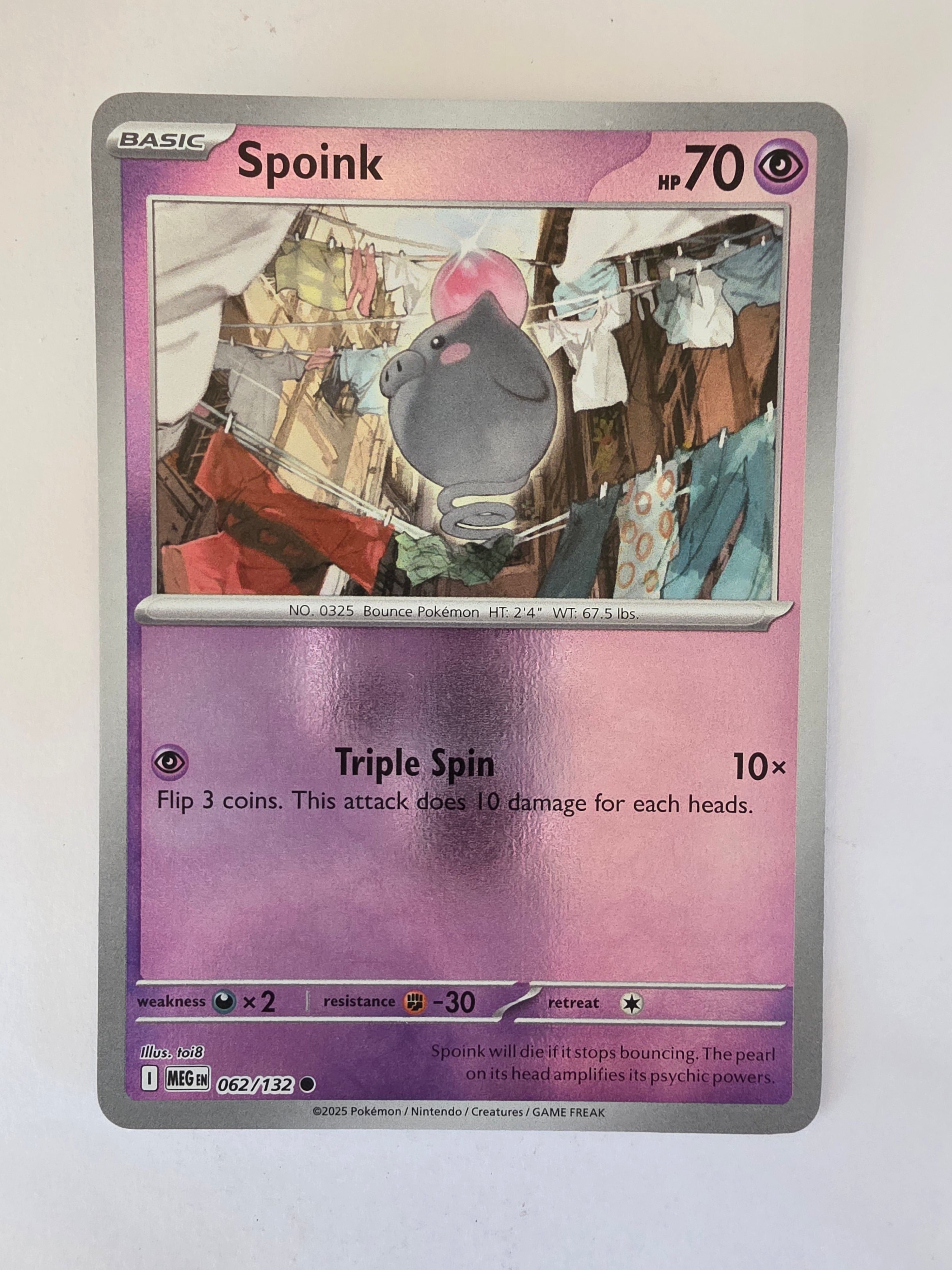 Pokemon TCG Mega Evolutions | #062/132 | Reverse Holo | Spoink | Common