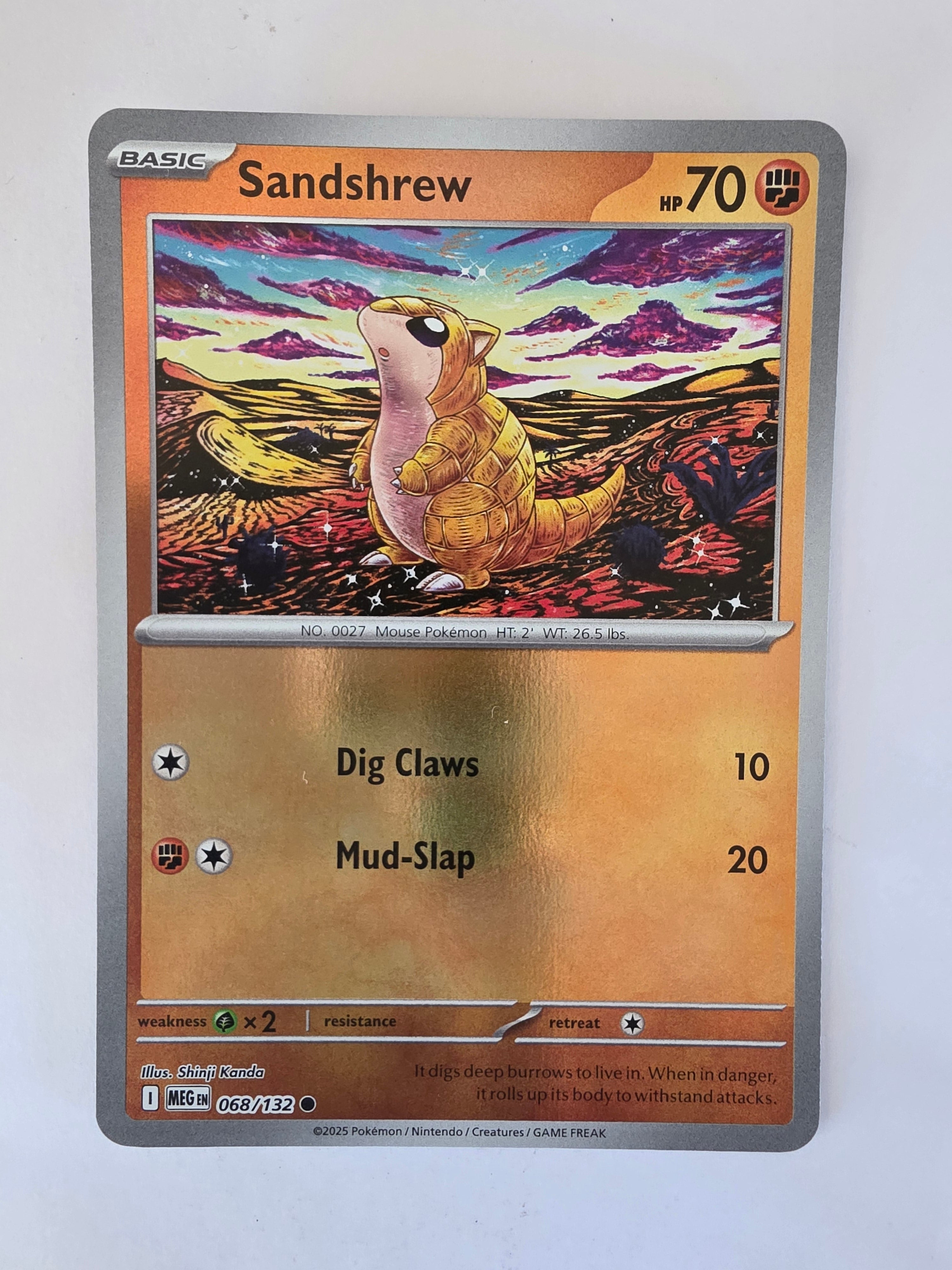 Pokemon TCG Mega Evolutions | #068/132 | Reverse Holo | Sandshrew | Common