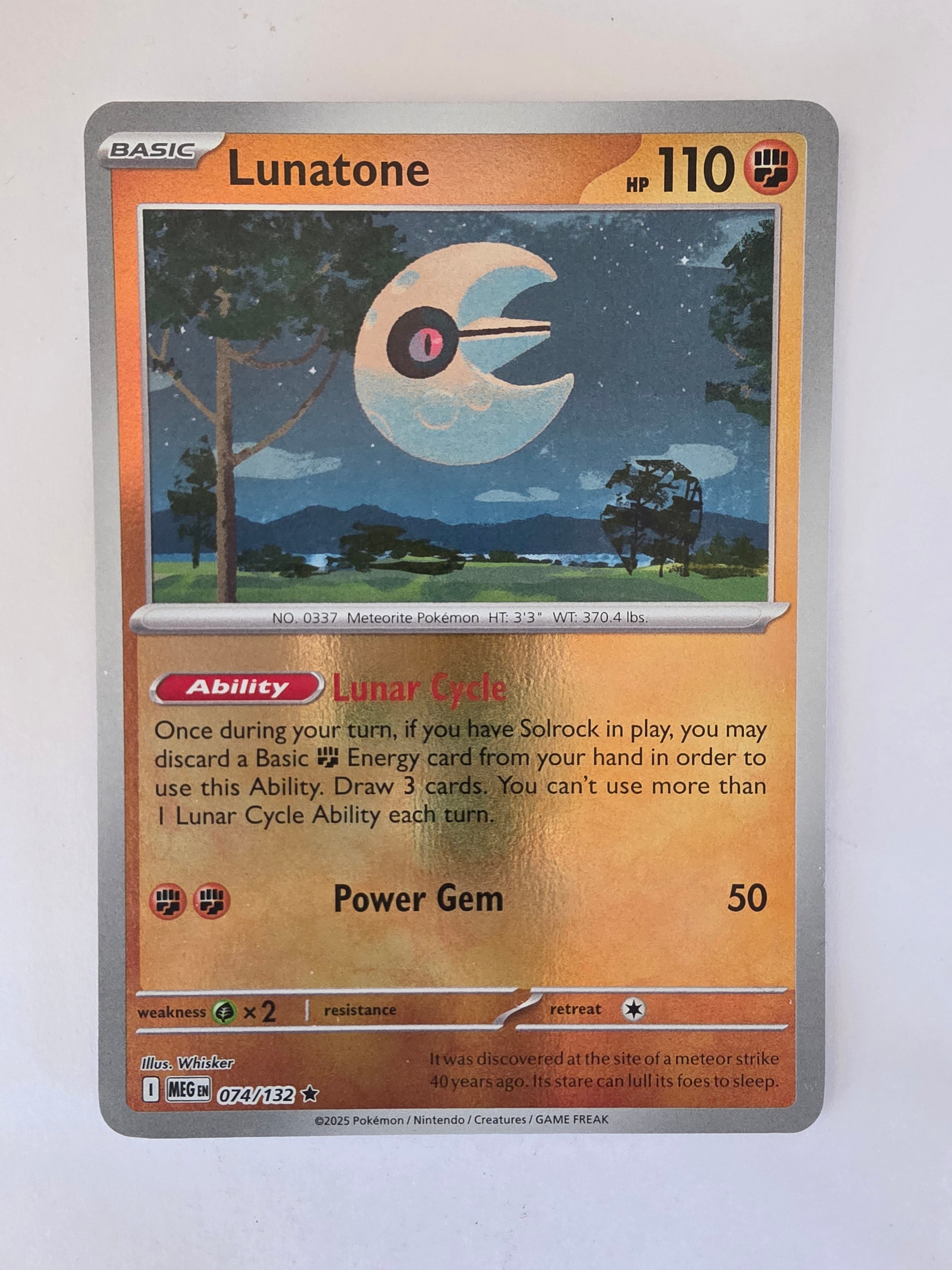Pokemon TCG Mega Evolutions | #074/132 | Reverse Holo | Lunatone | Rare