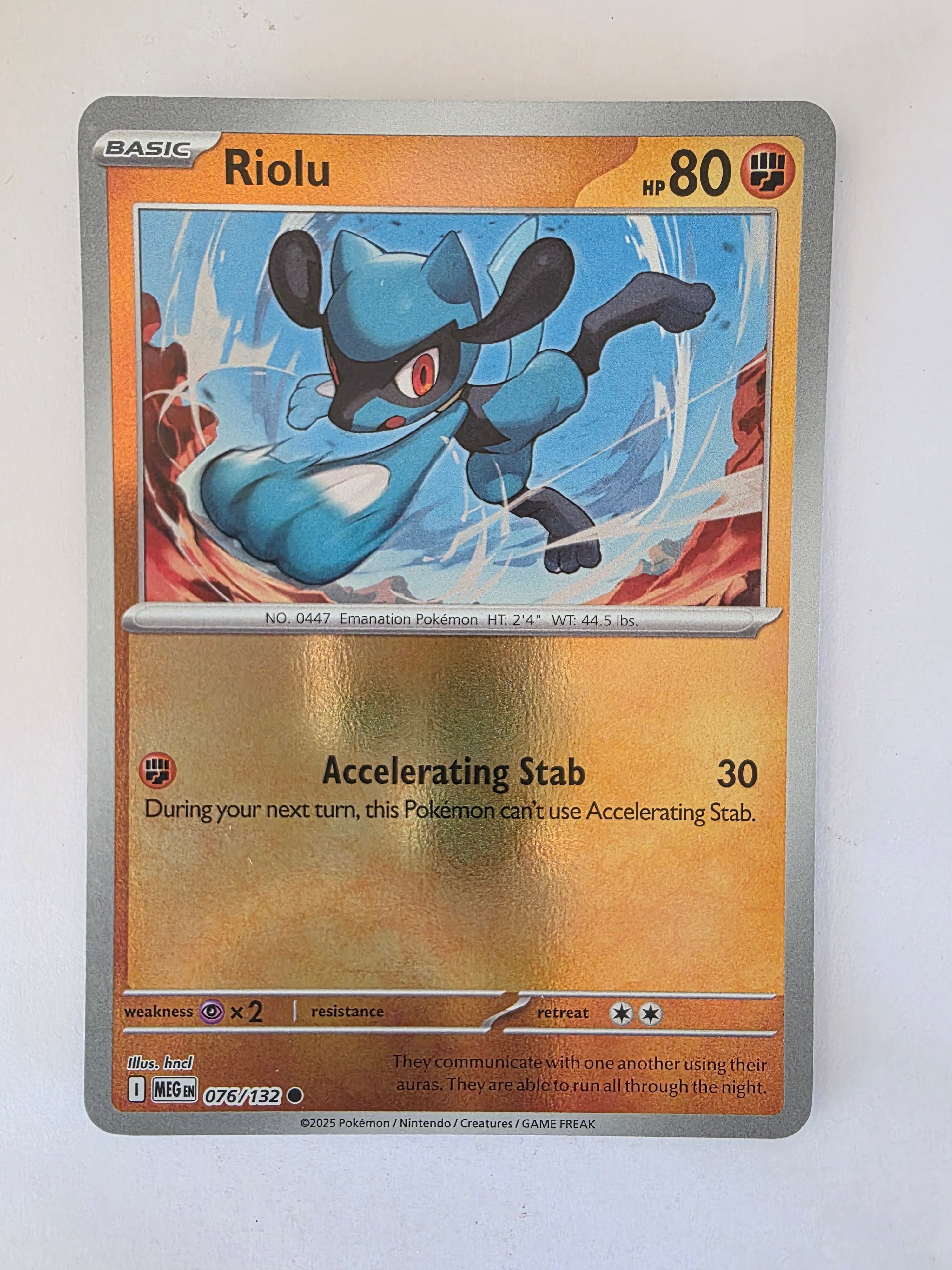Pokemon TCG Mega Evolutions | #076/132 | Reverse Holo | Riolu | Common
