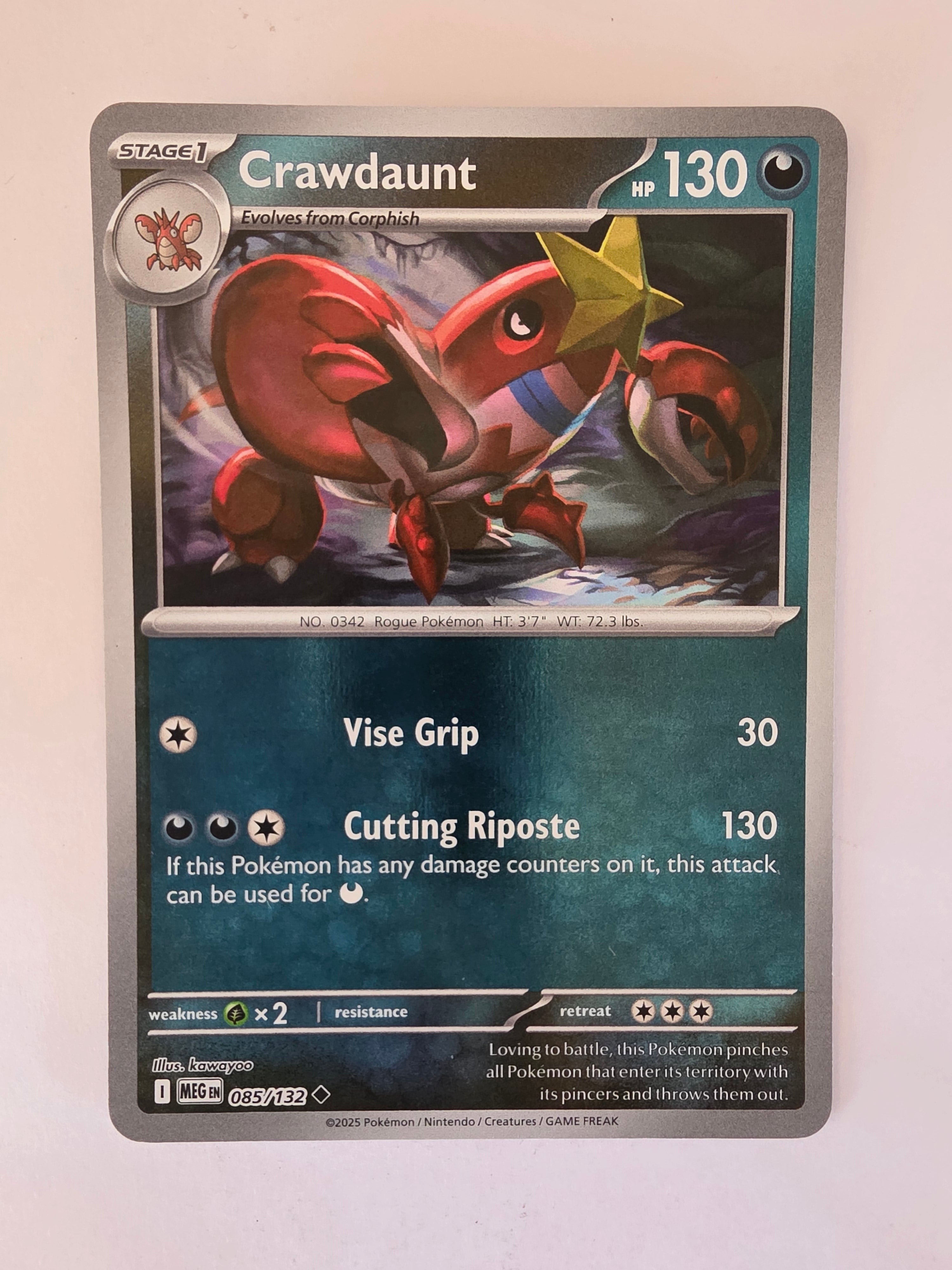Pokémon trading card featuring Crawdaunt on a white background