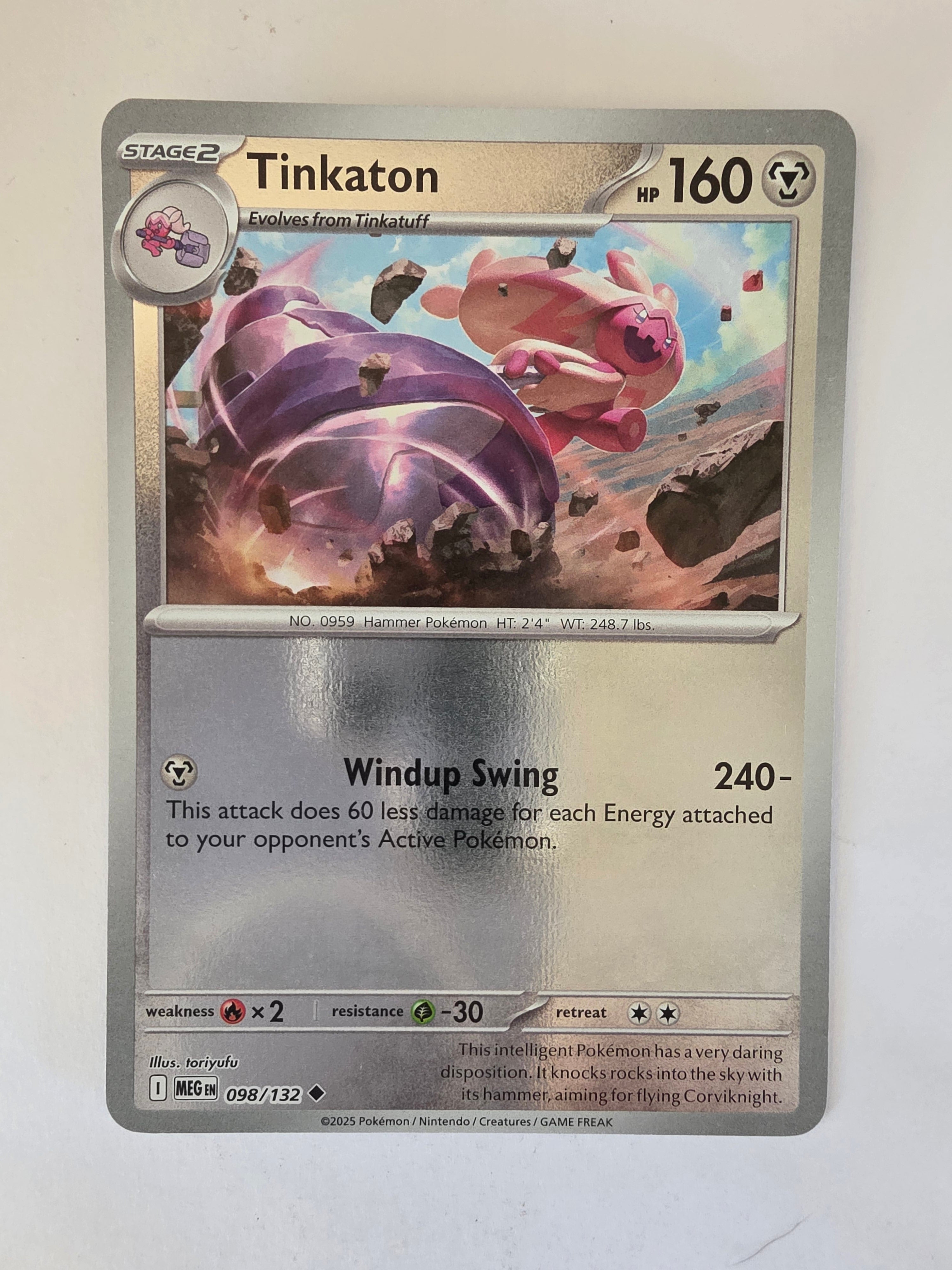 Trading card featuring Tinkaton with a pink character on a white background