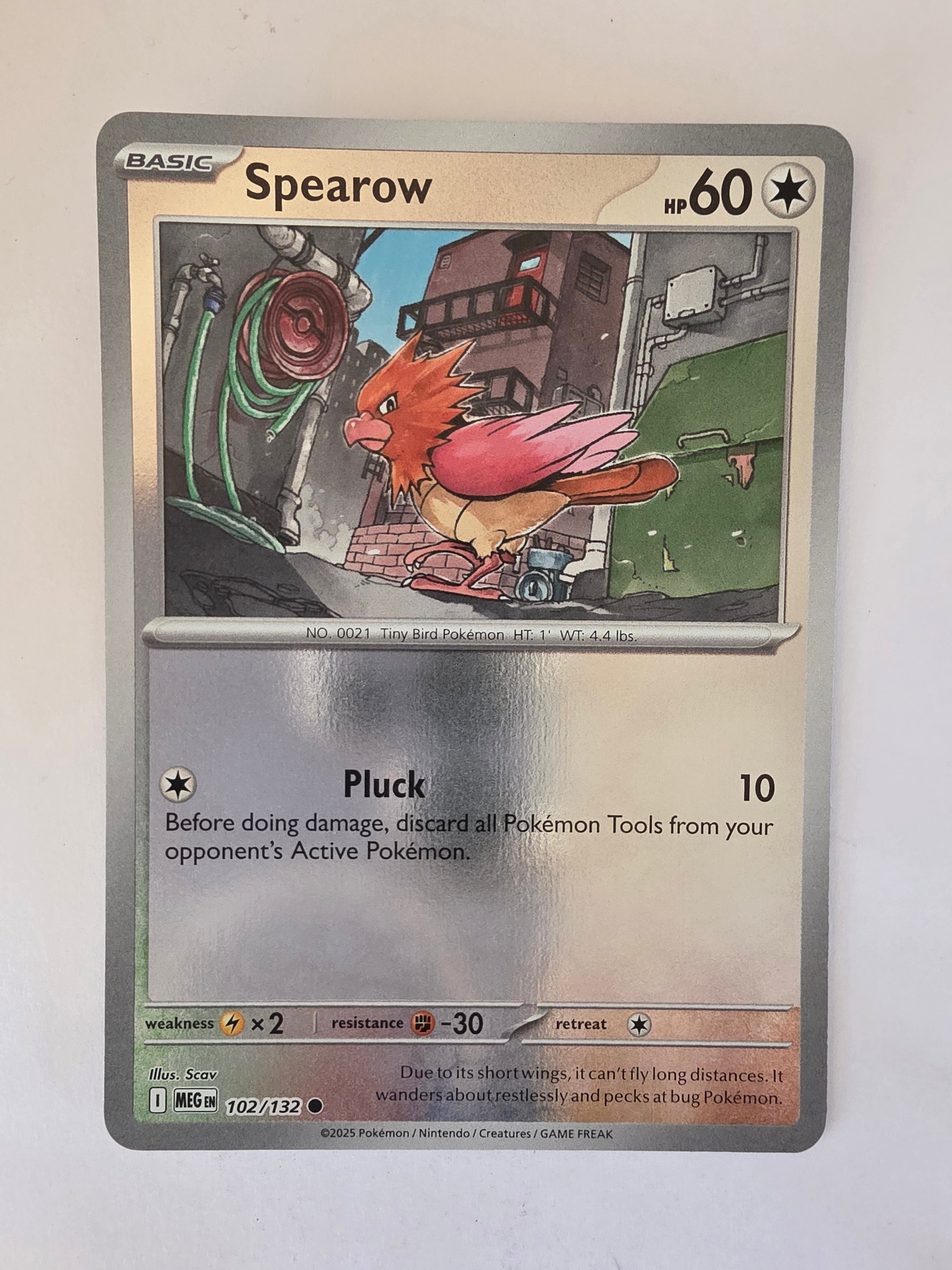 Pokémon trading card featuring a spearrow on a white background