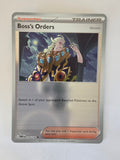 Pokémon trading card with a trainer graphic and artwork on a white background