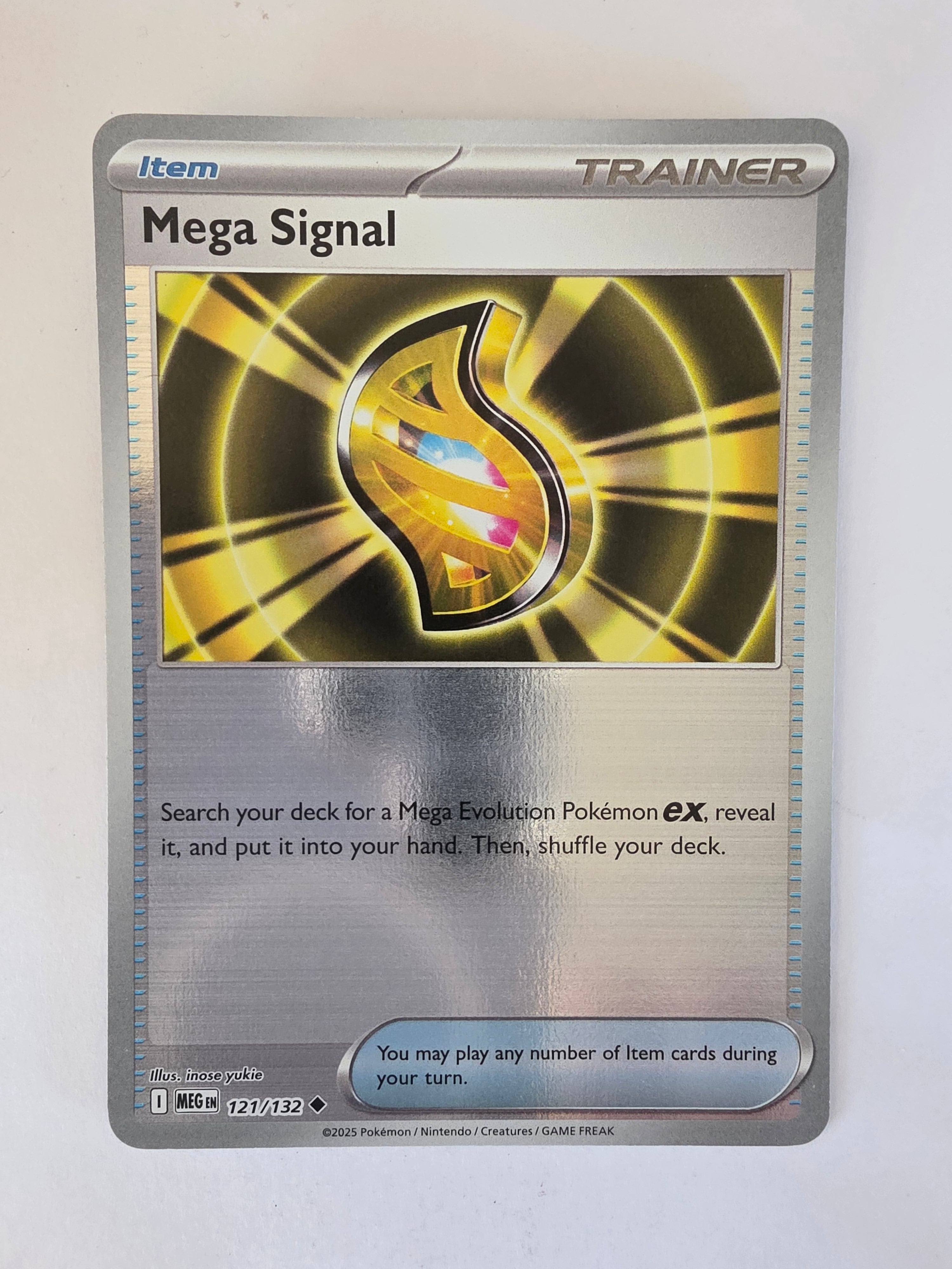 Pokémon trading card with a metallic border and glowing center on a white background
