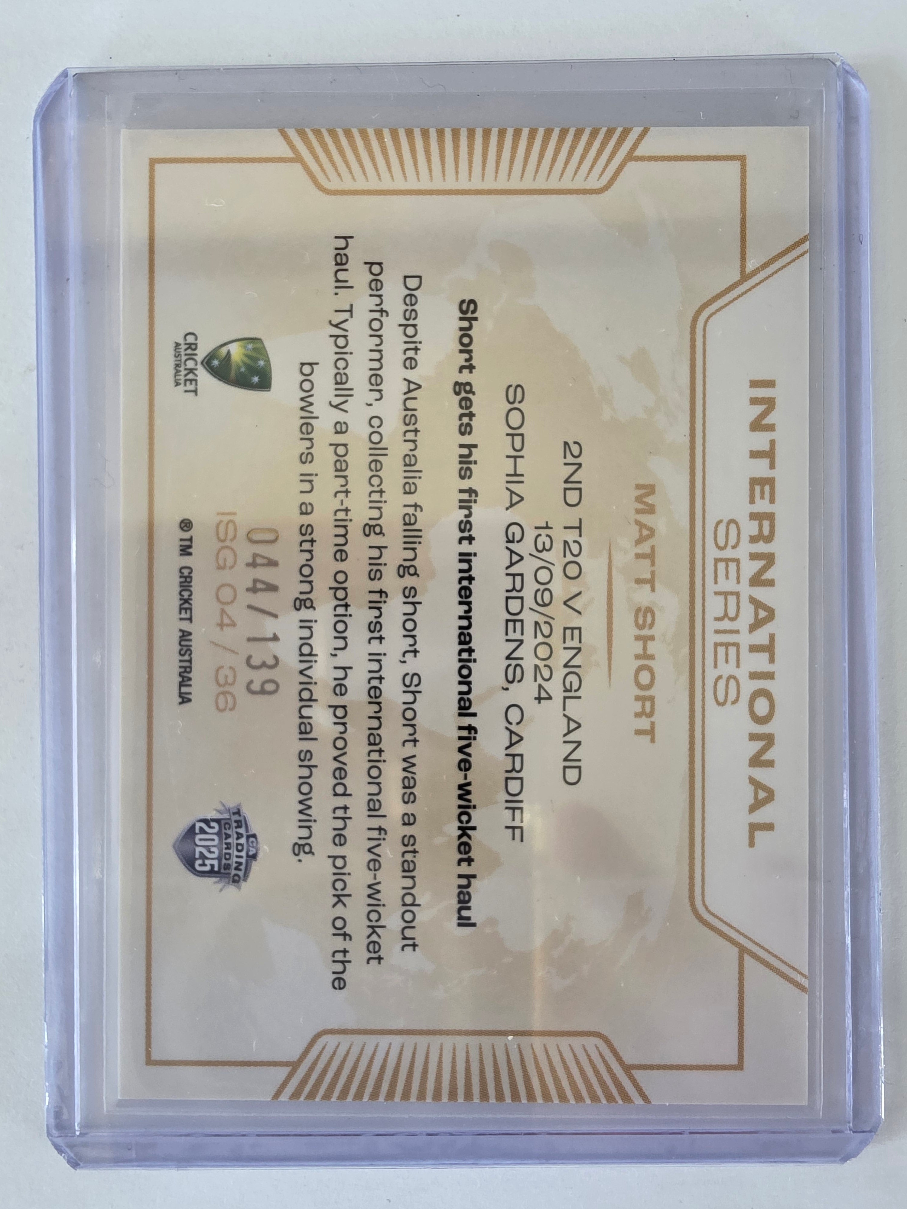2025/26 Cricket Traders |International Series GOLD | #ISG04 | #044/139 | Matt Short