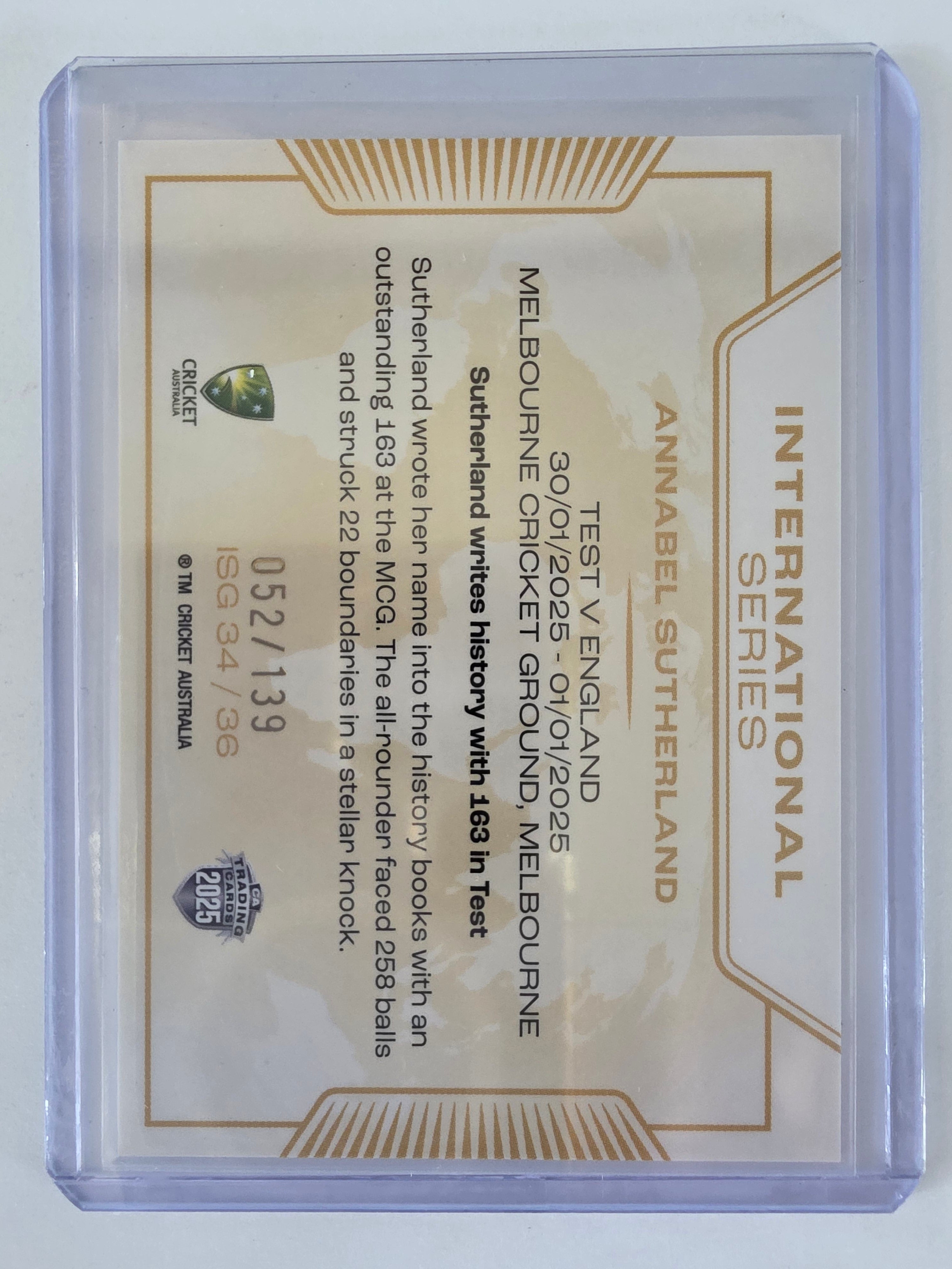 2025/26 Cricket Traders |International Series GOLD | #ISG34 | #052/139 | Annabel Sutherland