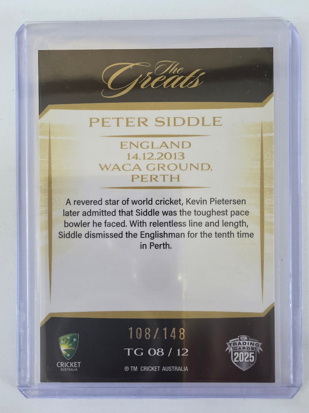 2025/26 Cricket Traders | The Greats Peter Siddle | #TG08 | #108/148 | 14.12.2013
