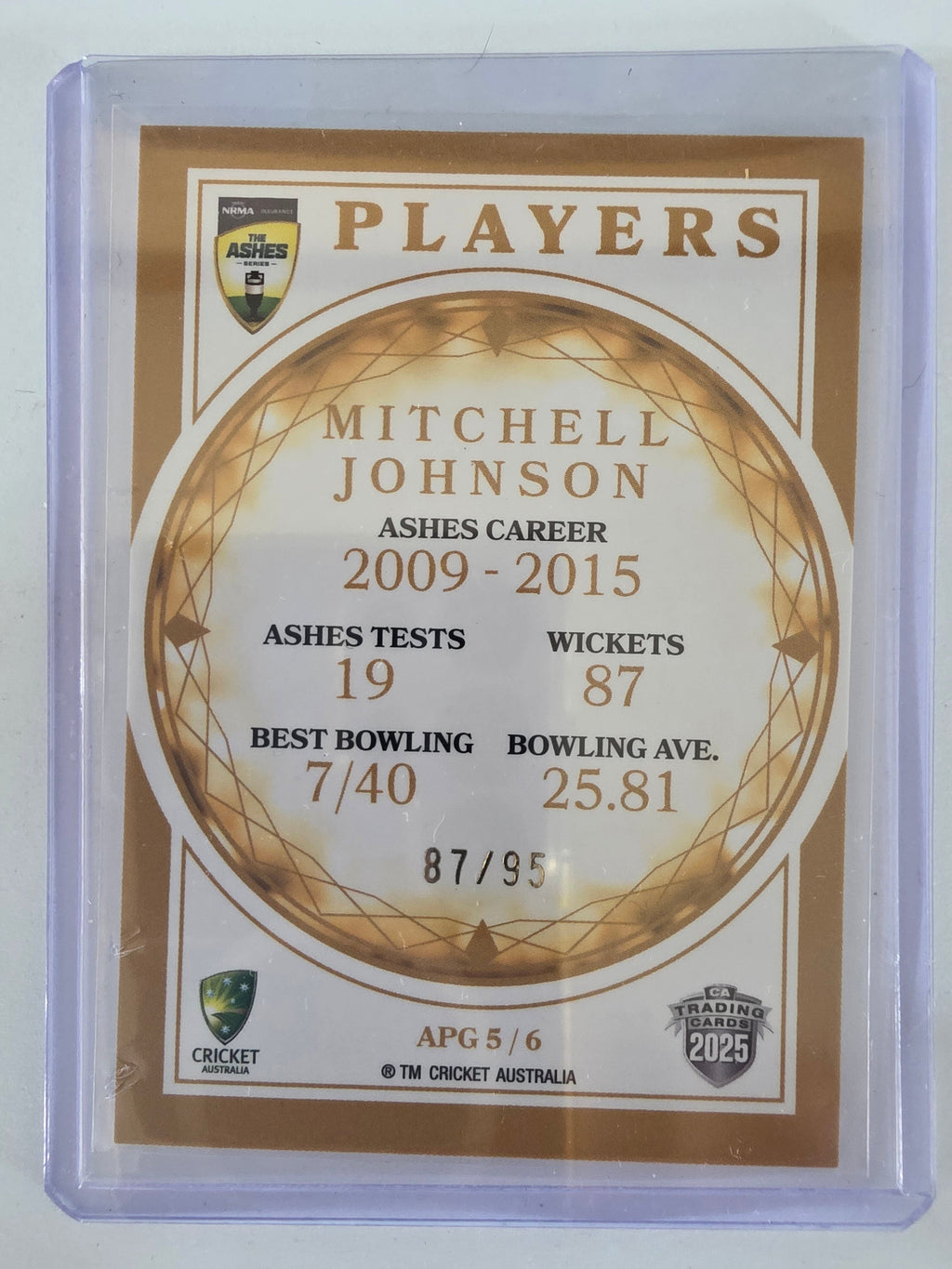25/26 Cricket Traders | Case Card Ashes Players | #APG05 | #87/95 | Mitchell Johnson